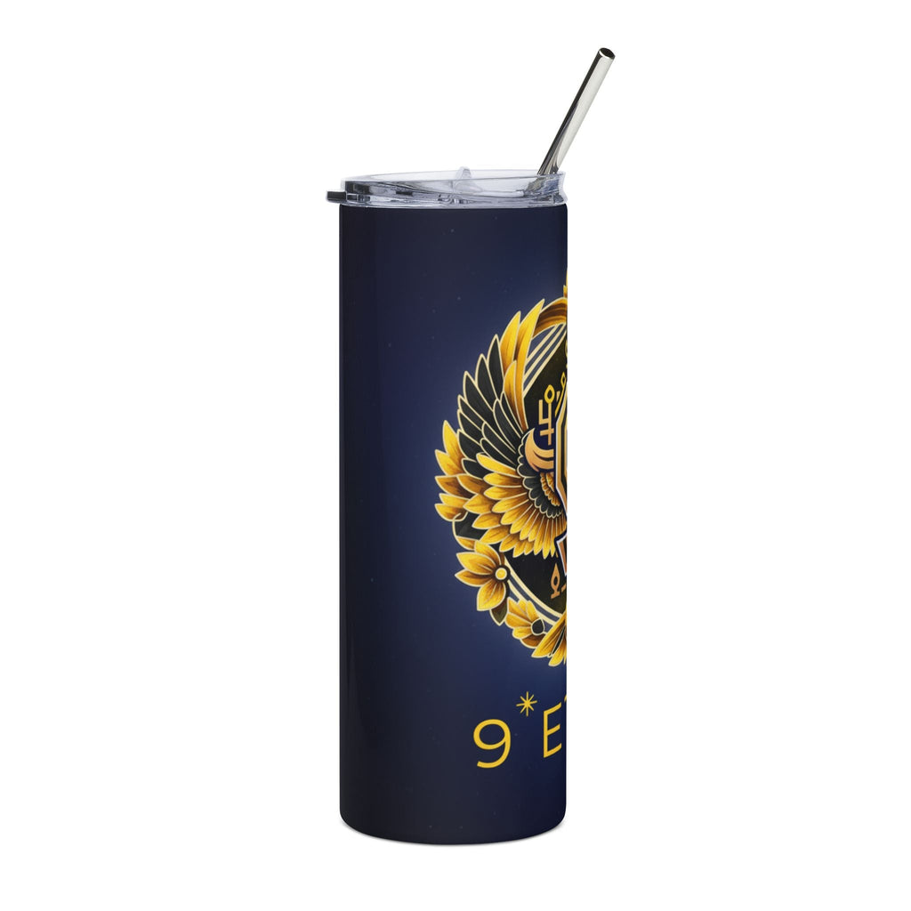 9th Grade Panther Stainless Steel Tumbler — 20oz Gold Crest Travel Cup Printify