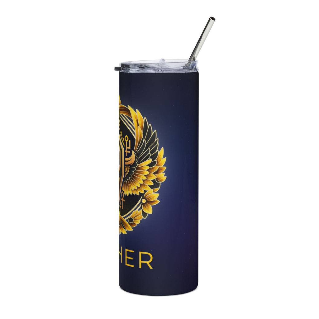 9th Grade Panther Stainless Steel Tumbler — 20oz Gold Crest Travel Cup Printify
