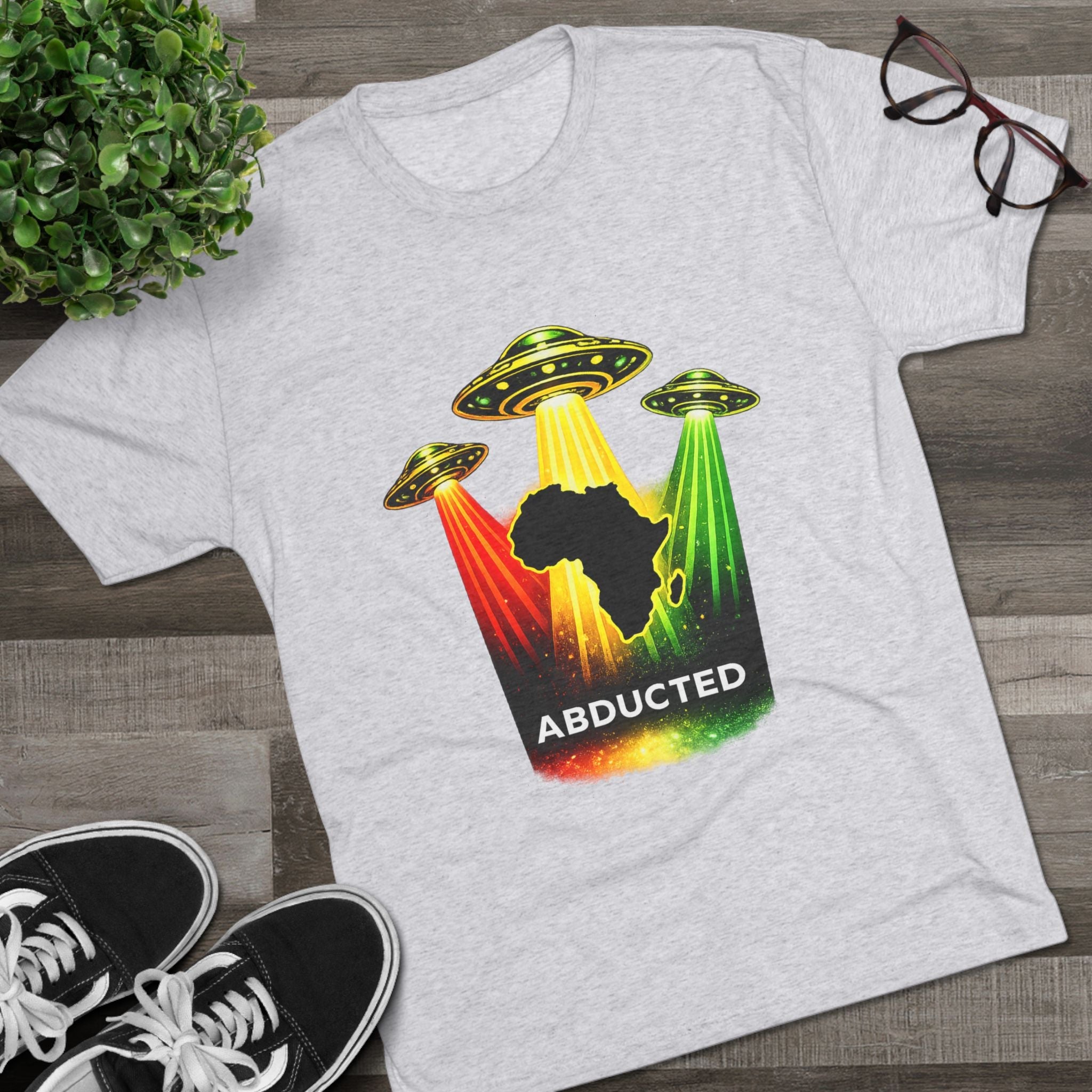 Abducted Africa T-Shirt — Rasta UFO Graphic Tee Printify