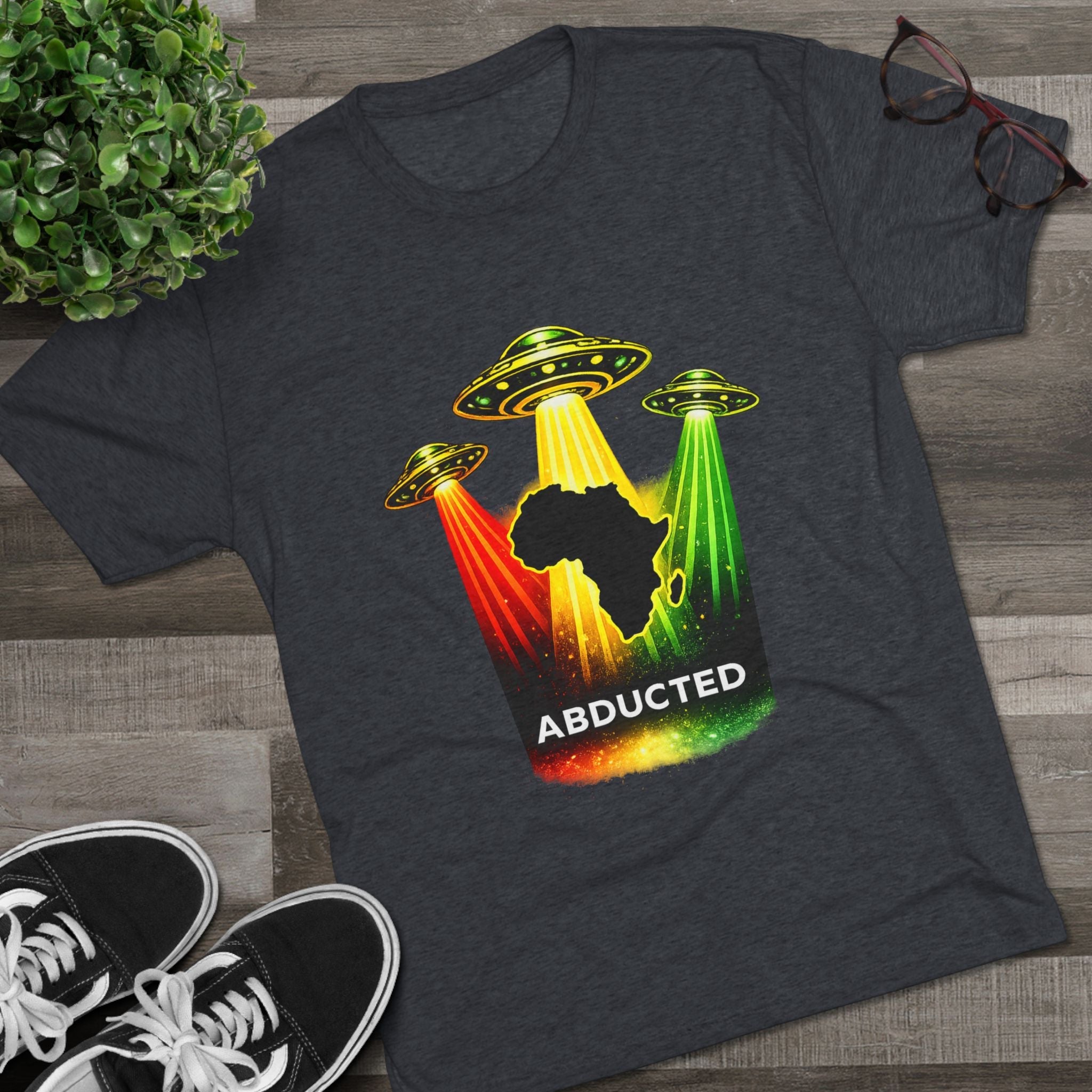 Abducted Africa T-Shirt — Rasta UFO Graphic Tee Printify