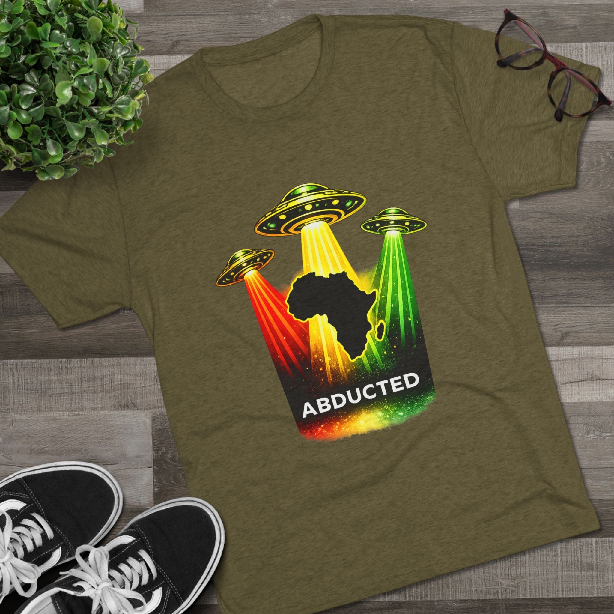 Abducted Africa T-Shirt — Rasta UFO Graphic Tee Printify