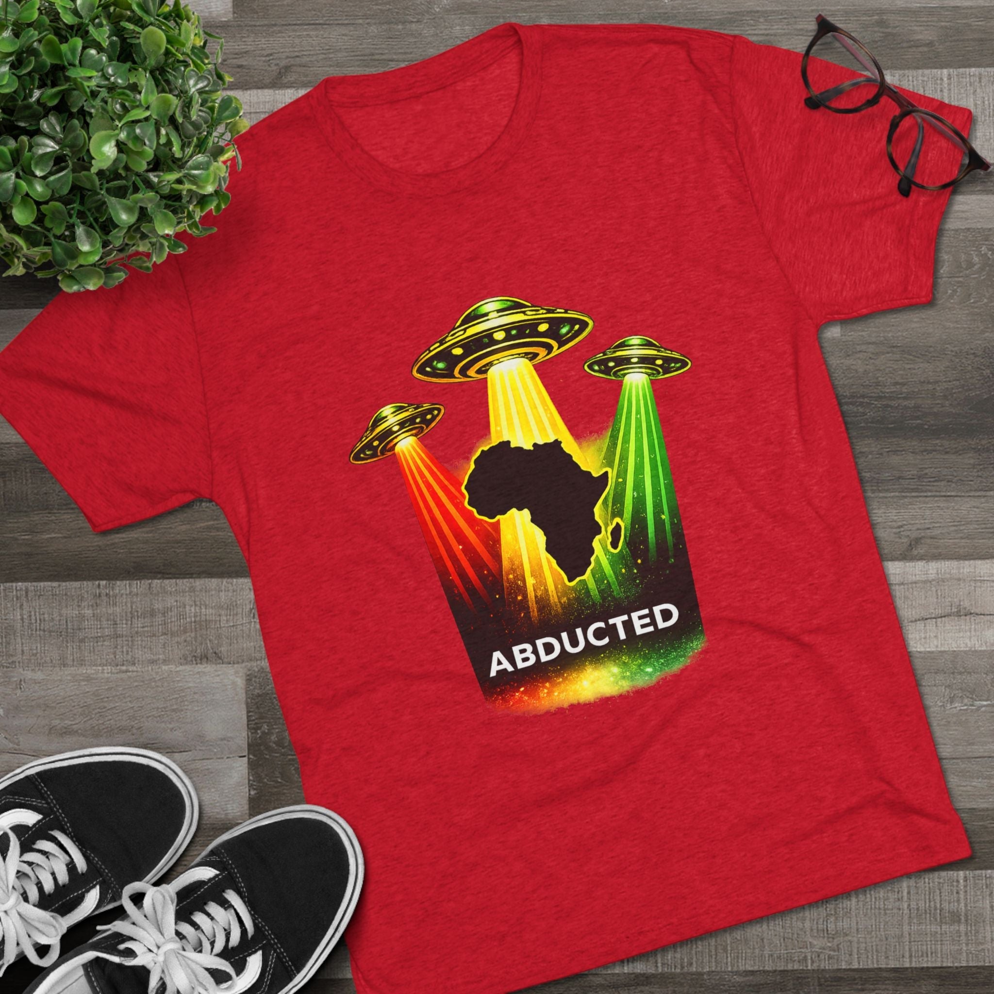 Abducted Africa T-Shirt — Rasta UFO Graphic Tee Printify