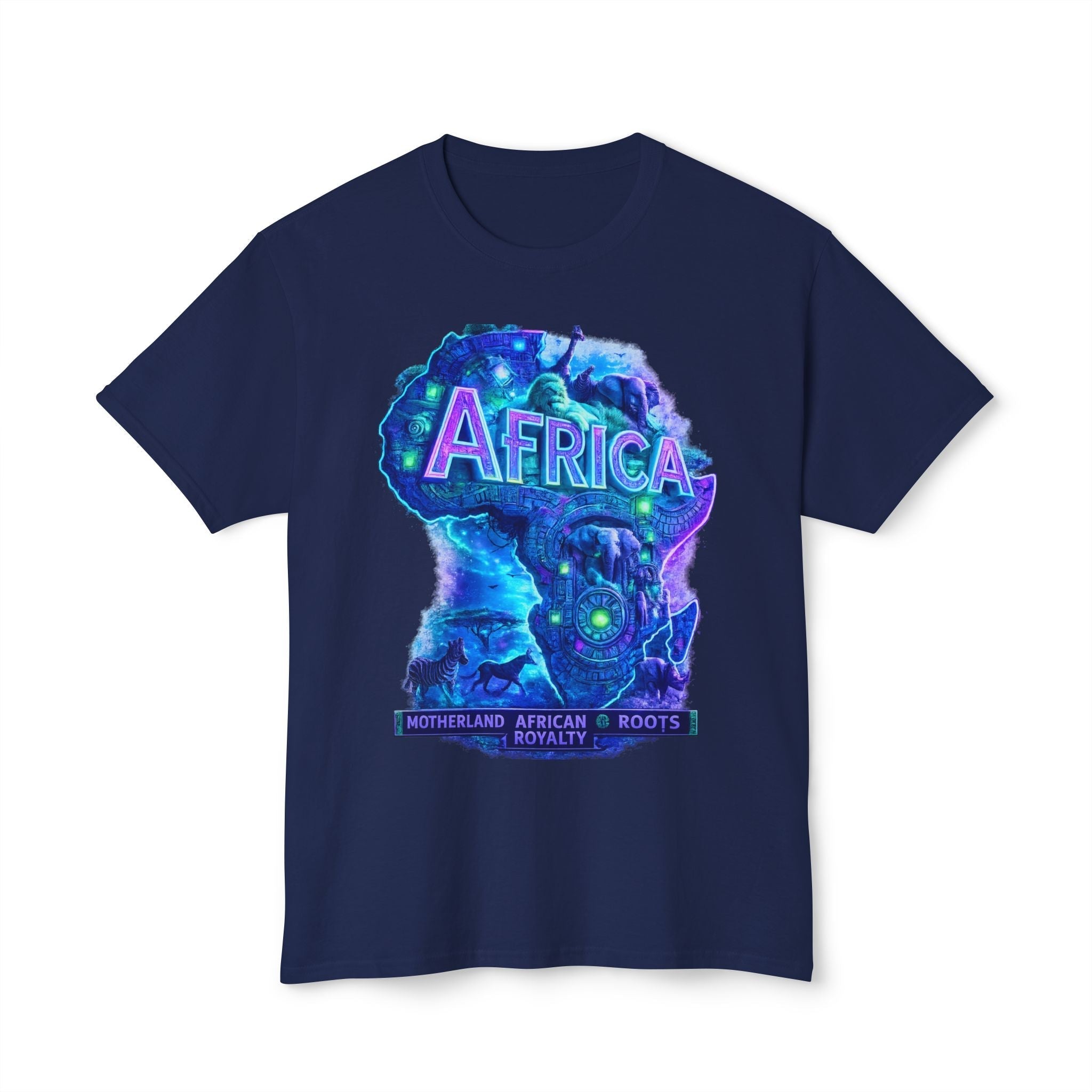 Africa Map Graphic T-Shirt — "Africa" Neon Silhouette Printify