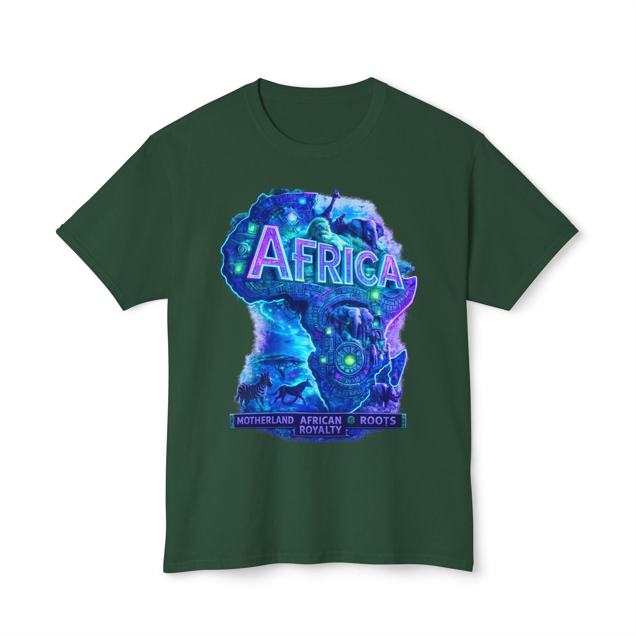 Africa Map Graphic T-Shirt — "Africa" Neon Silhouette Printify