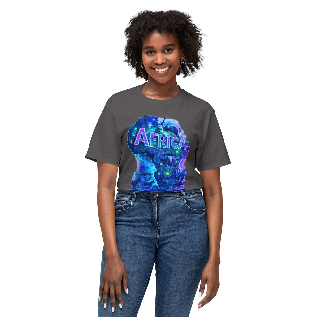 Africa Map Graphic T-Shirt — "Africa" Neon Silhouette Printify
