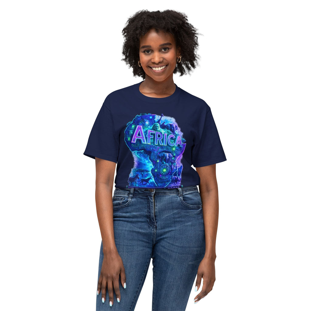 Africa Map Graphic T-Shirt — "Africa" Neon Silhouette Printify
