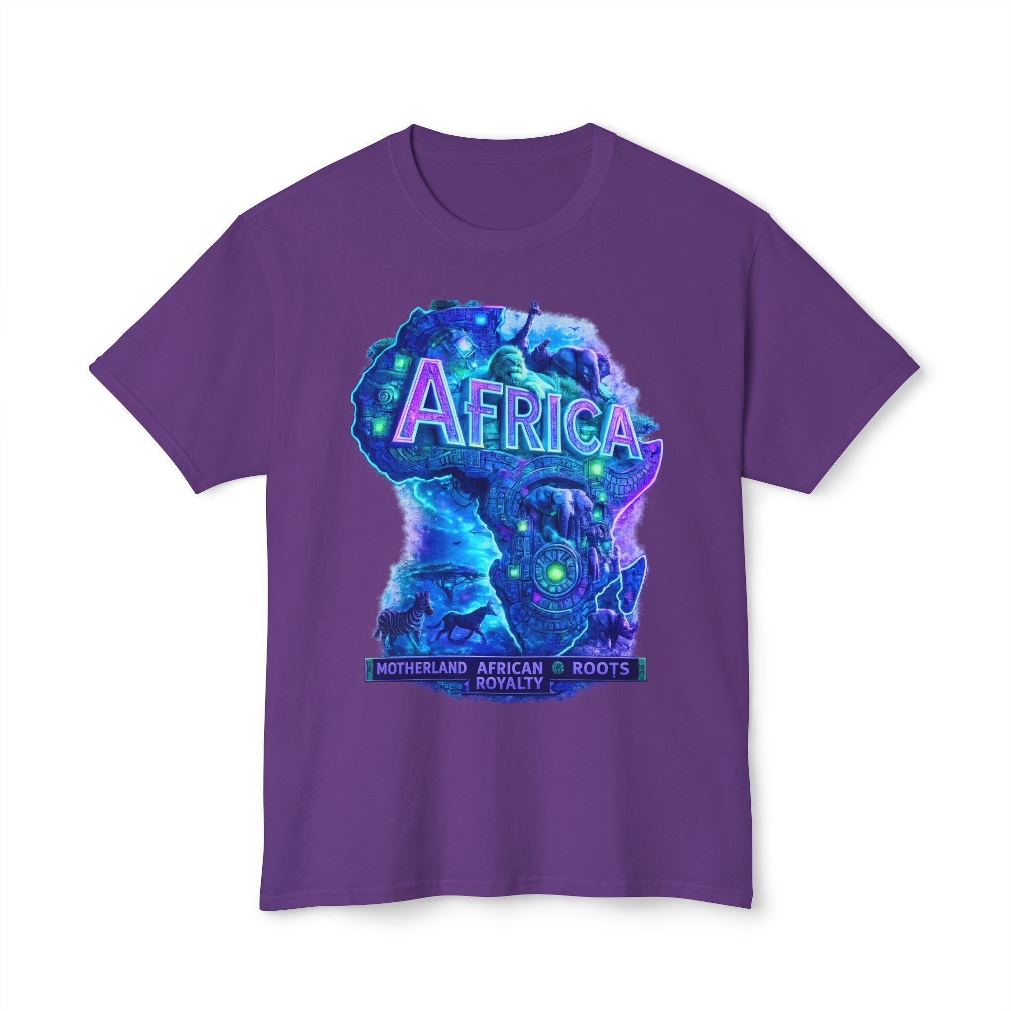 Africa Map Graphic T-Shirt — "Africa" Neon Silhouette Printify