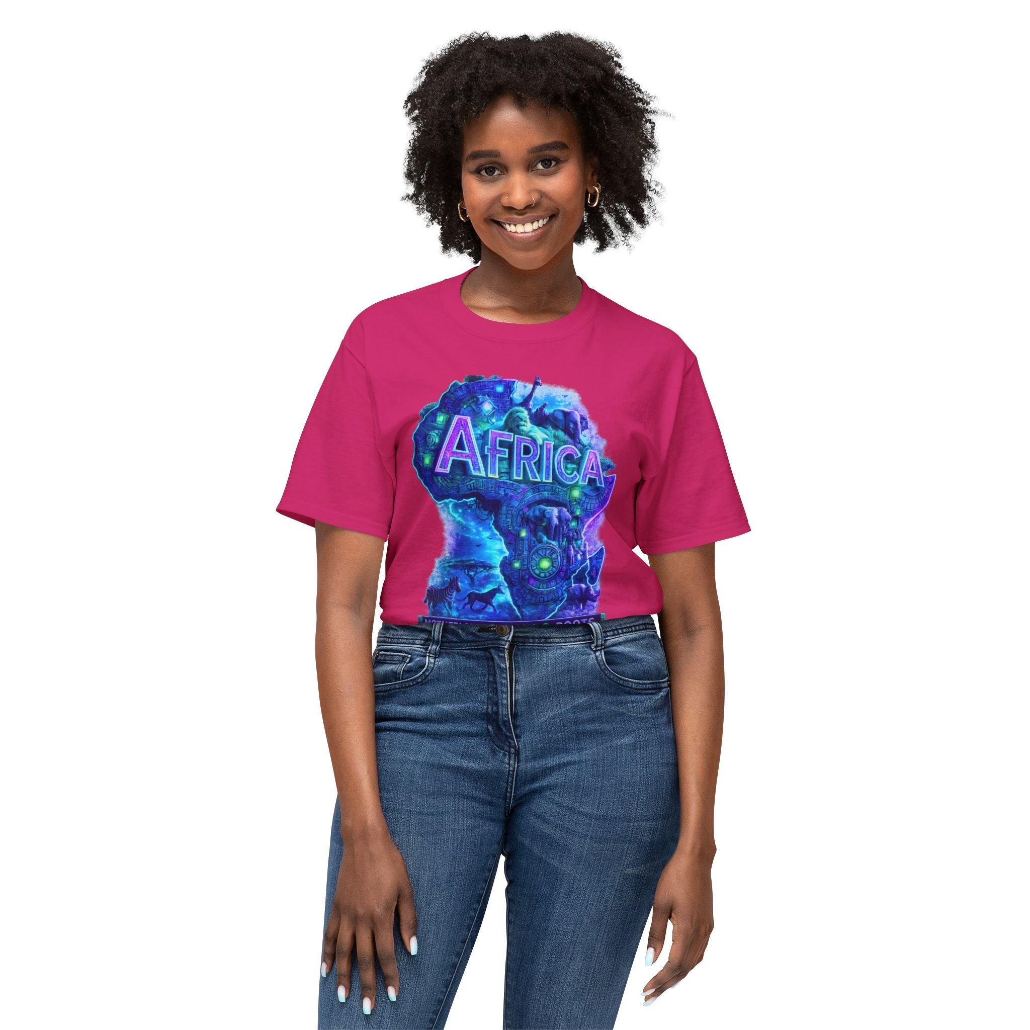 Africa Map Graphic T-Shirt — "Africa" Neon Silhouette Printify