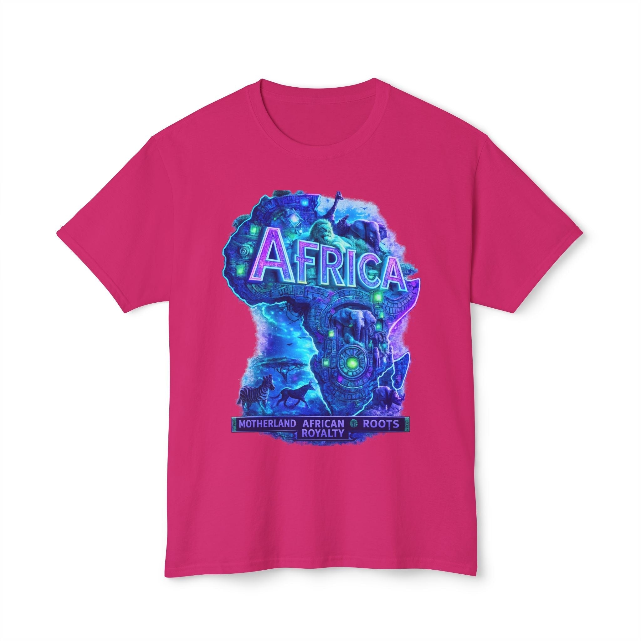 Africa Map Graphic T-Shirt — "Africa" Neon Silhouette Printify