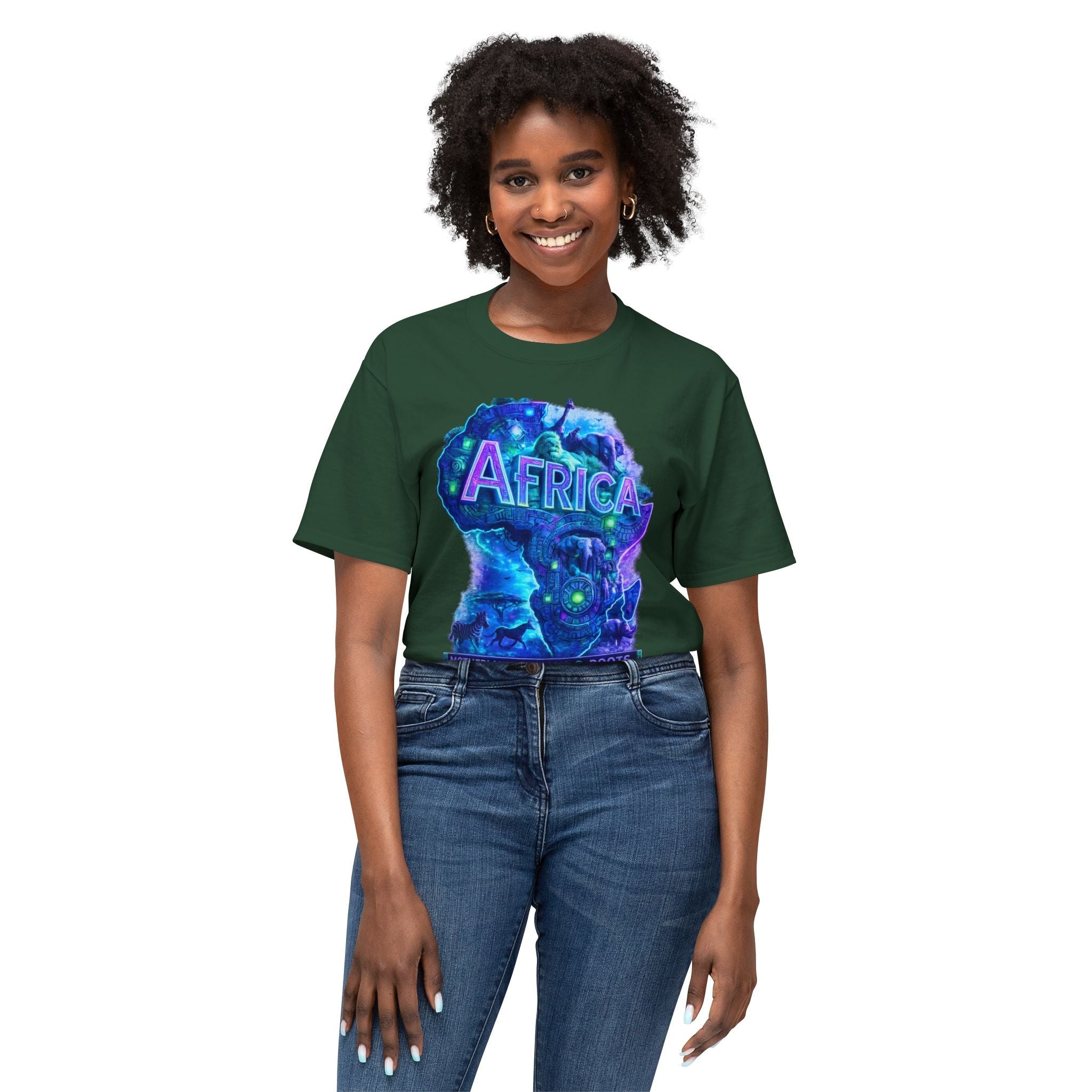 Africa Map Graphic T-Shirt — "Africa" Neon Silhouette Printify