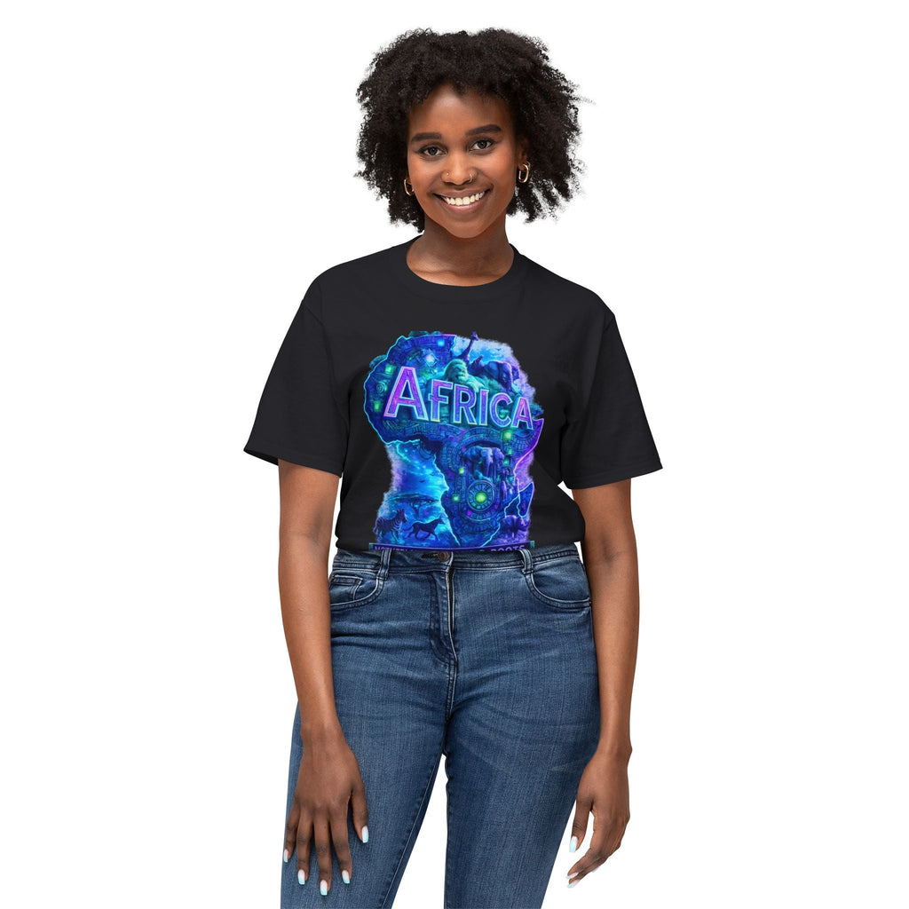 Africa Map Graphic T-Shirt — "Africa" Neon Silhouette Printify