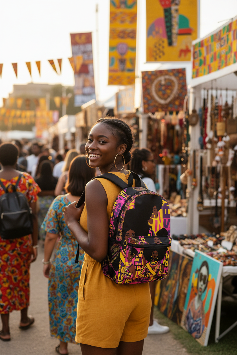 Afro Queen Backpack Culture Festival Lifestyle