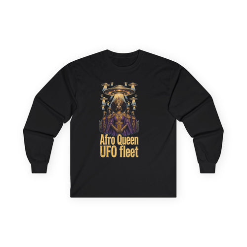 Afro Queen UFO Fleet graphic long sleeve tee by JR Vortex