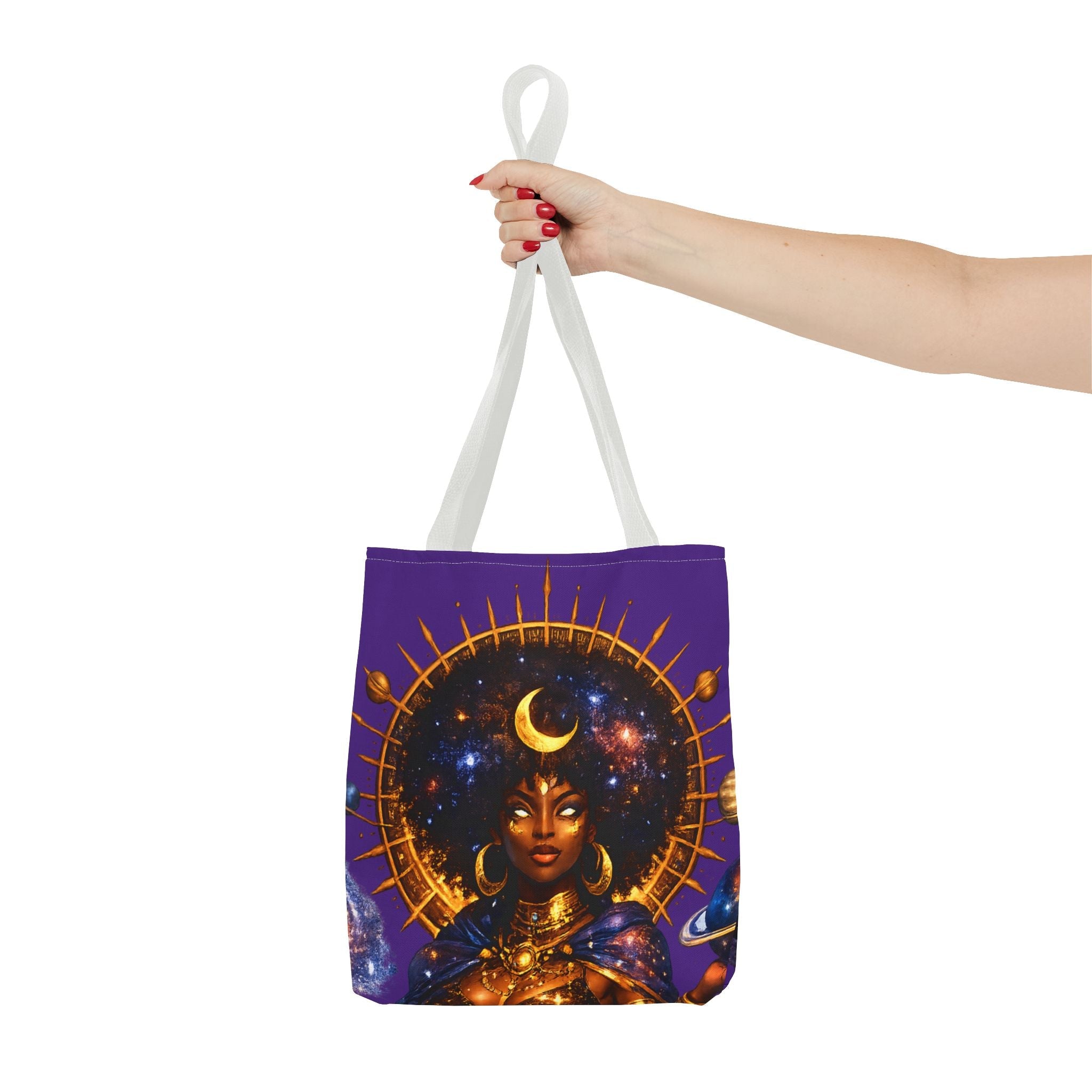 Celestial Queen Tote Bag — Afrocentric Moon Goddess Cosmic Art Tote Printify