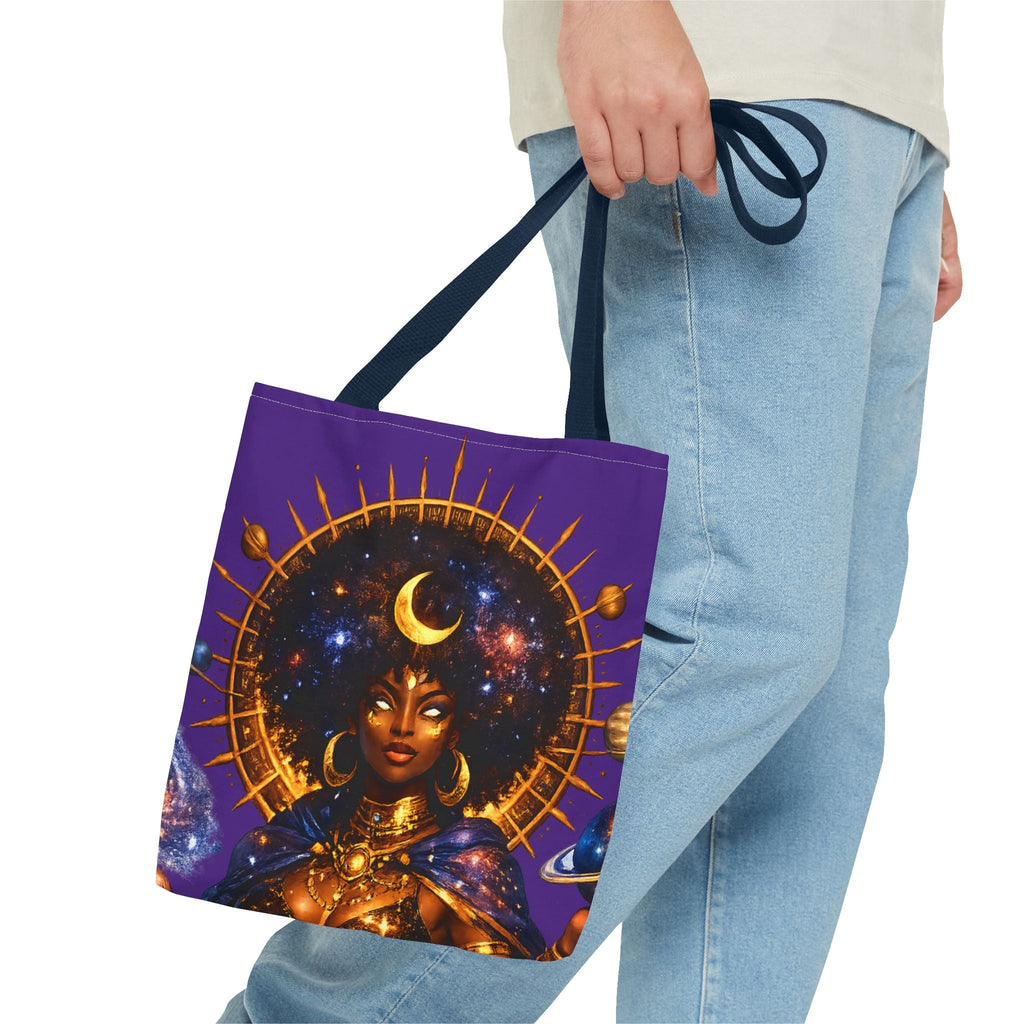 Celestial Queen Tote Bag — Afrocentric Moon Goddess Cosmic Art Tote Printify