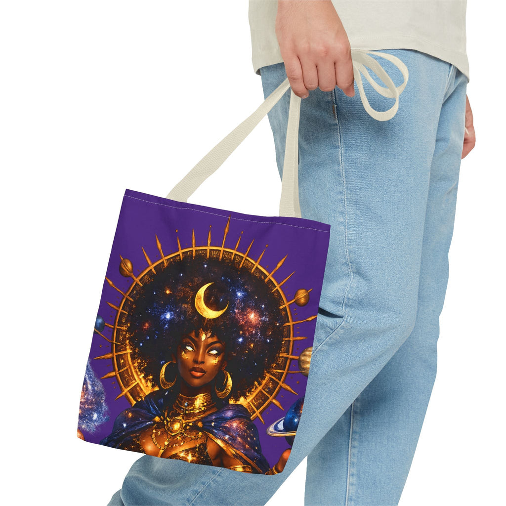Celestial Queen Tote Bag — Afrocentric Moon Goddess Cosmic Art Tote Printify
