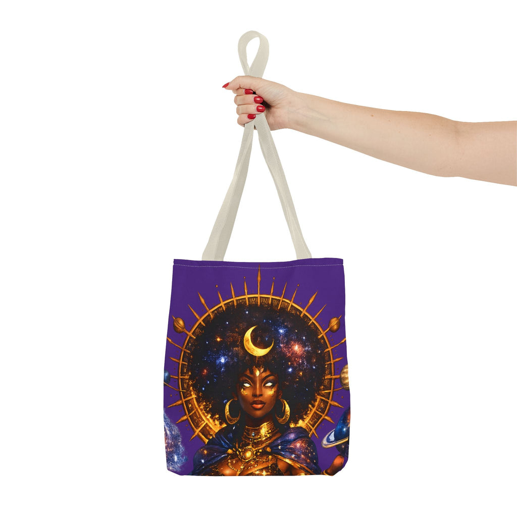 Celestial Queen Tote Bag — Afrocentric Moon Goddess Cosmic Art Tote Printify