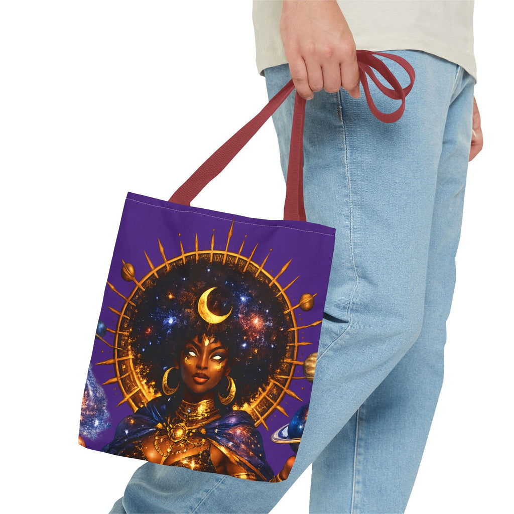 Celestial Queen Tote Bag — Afrocentric Moon Goddess Cosmic Art Tote Printify