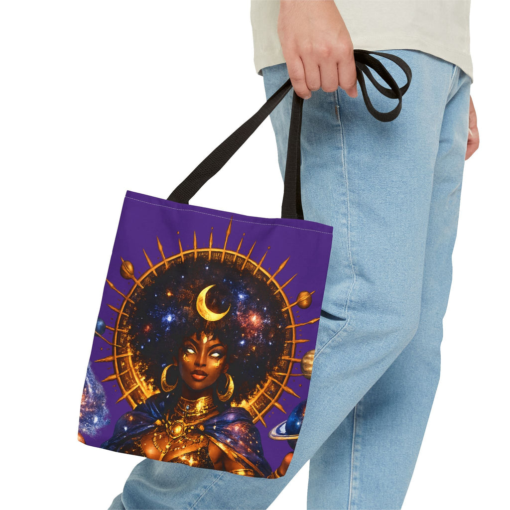 Celestial Queen Tote Bag — Afrocentric Moon Goddess Cosmic Art Tote Printify
