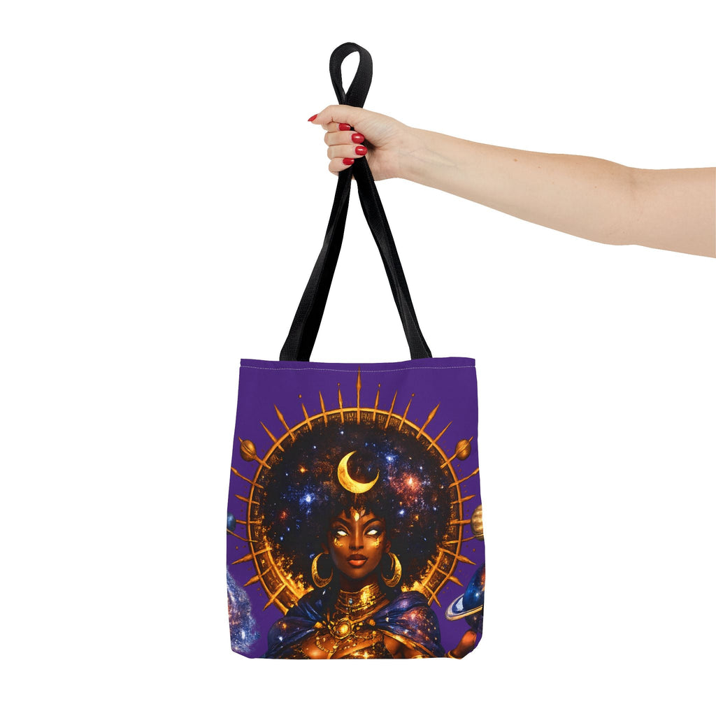 Celestial Queen Tote Bag — Afrocentric Moon Goddess Cosmic Art Tote Printify