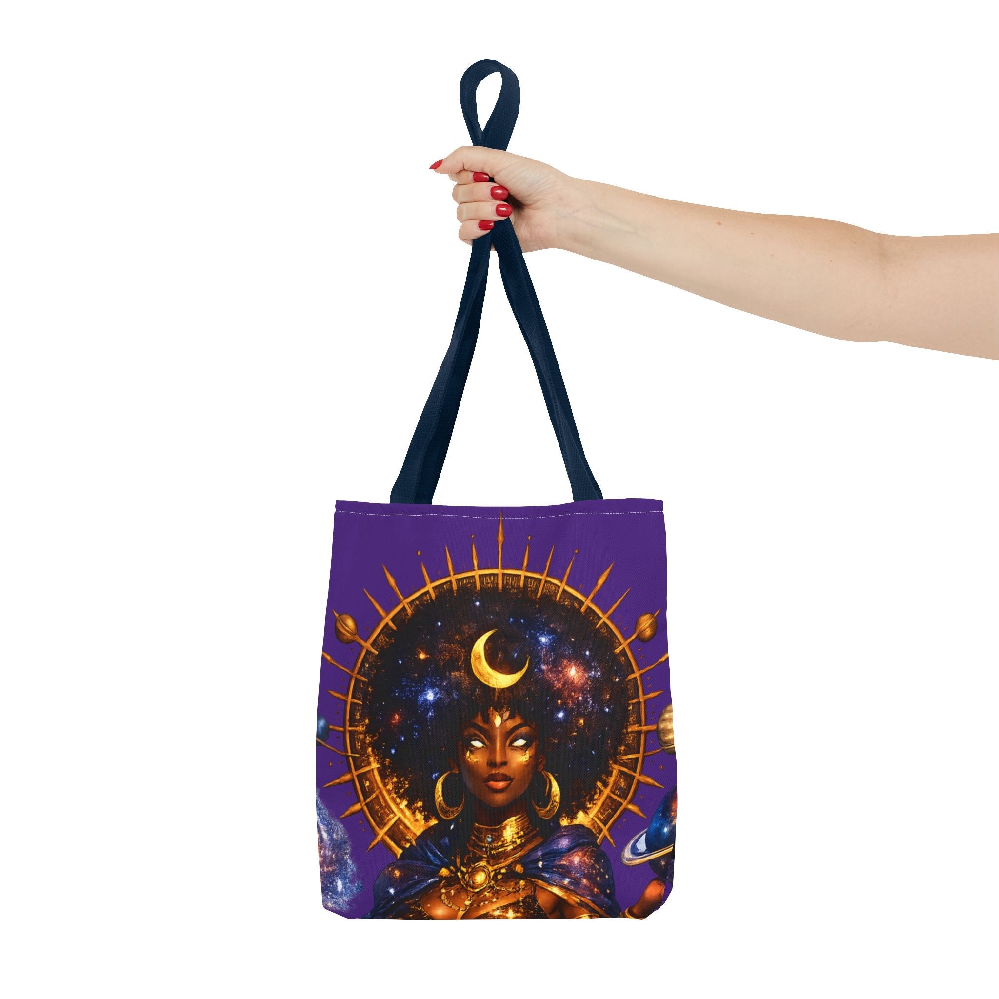Celestial Queen Tote Bag — Afrocentric Moon Goddess Cosmic Art Tote Printify