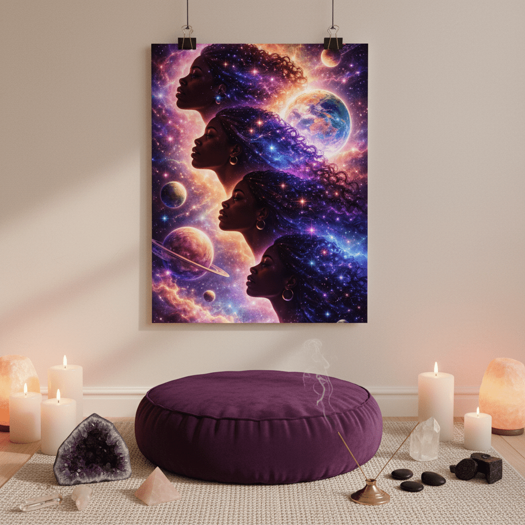 Cosmic Afro Poster Meditation Spiritual Corner Lifestyle