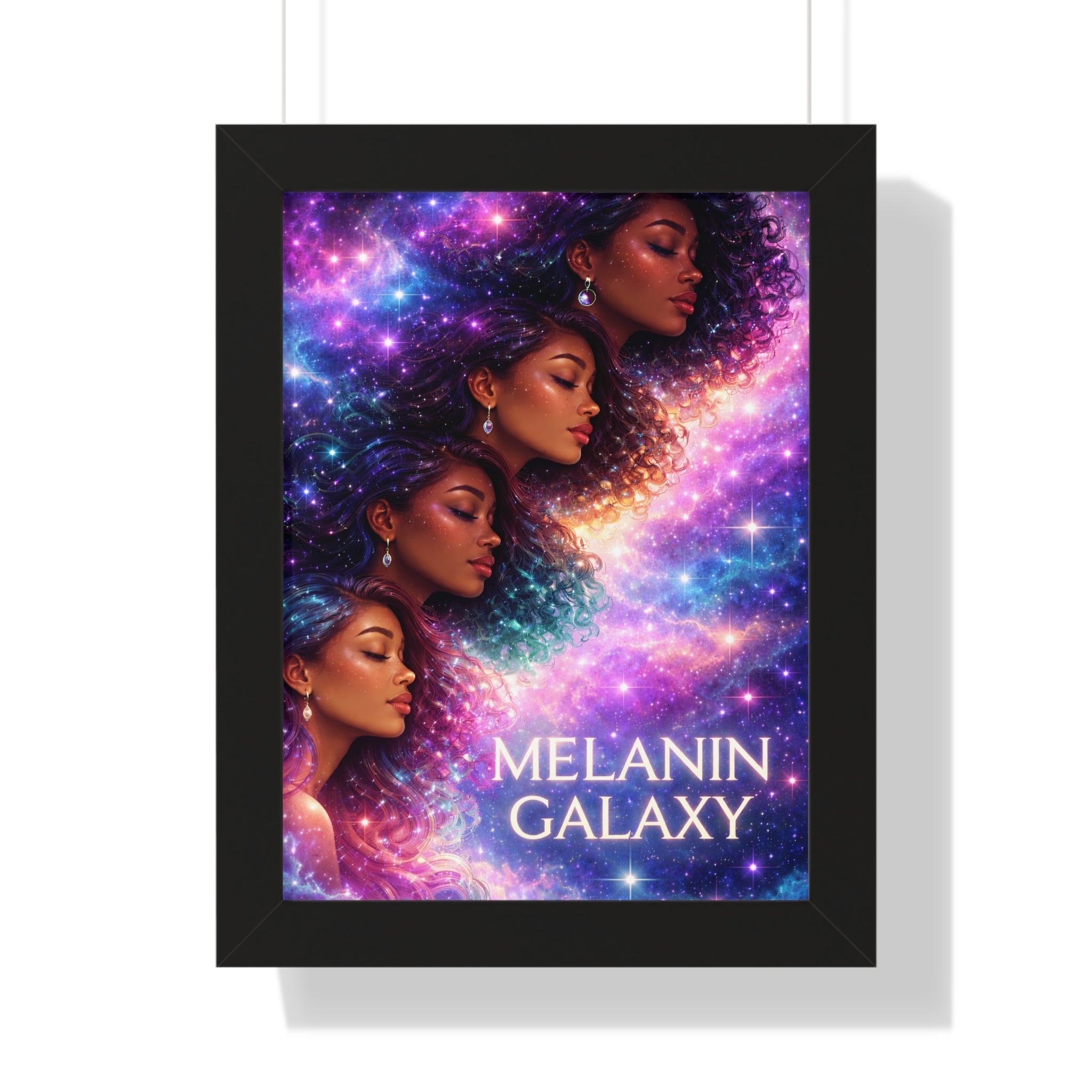 Afrocentric Melanin Galaxy Framed Poster — Cosmic Black Woman Wall Art Decor Printify
