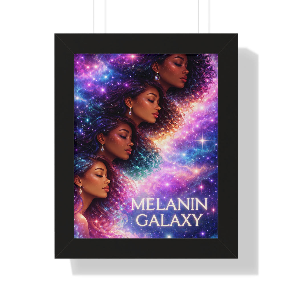 Afrocentric Melanin Galaxy Framed Poster — Cosmic Black Woman Wall Art Decor Printify