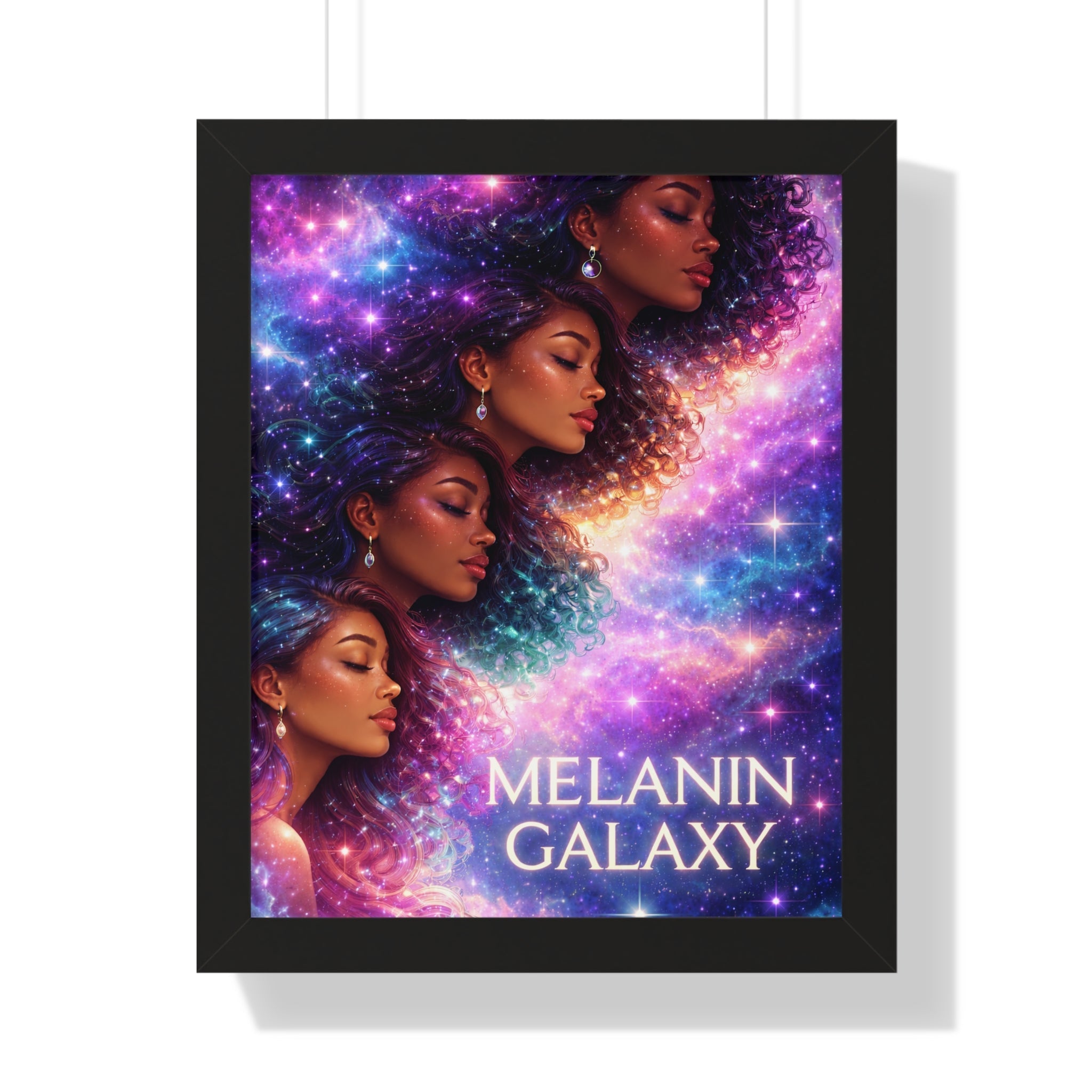 Afrocentric Melanin Galaxy Framed Poster — Cosmic Black Woman Wall Art Decor Printify