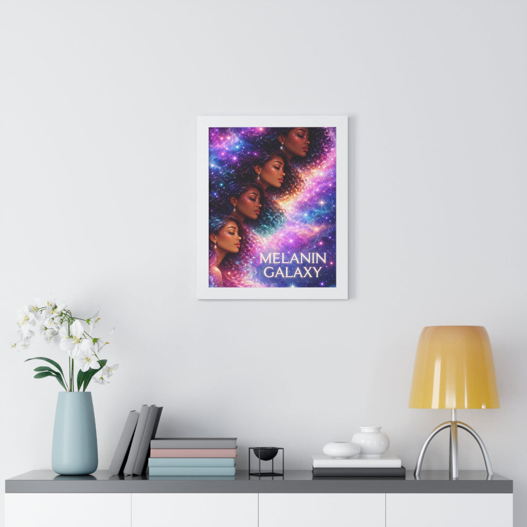 Afrocentric Melanin Galaxy Framed Poster — Cosmic Black Woman Wall Art Decor Printify