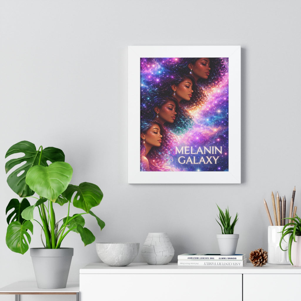 Afrocentric Melanin Galaxy Framed Poster — Cosmic Black Woman Wall Art Decor Printify