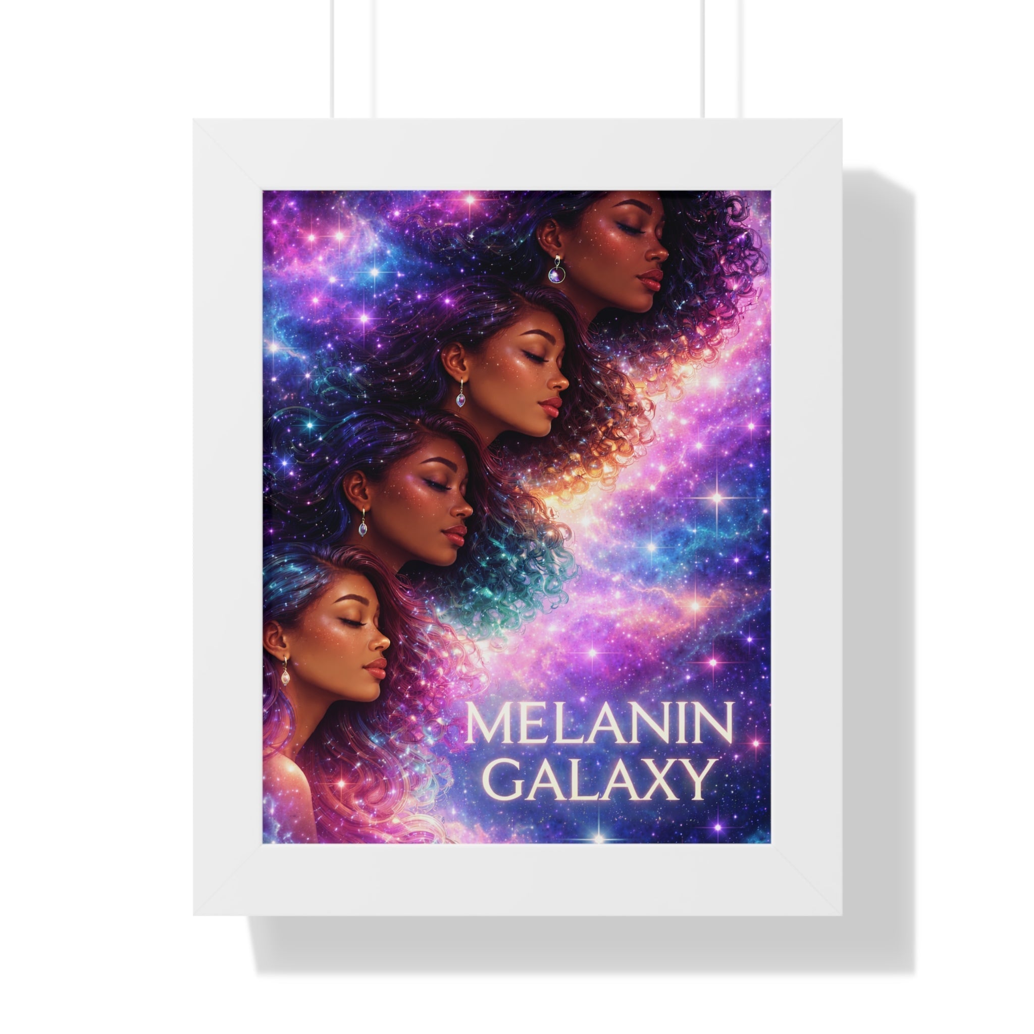Afrocentric Melanin Galaxy Framed Poster — Cosmic Black Woman Wall Art Decor Printify