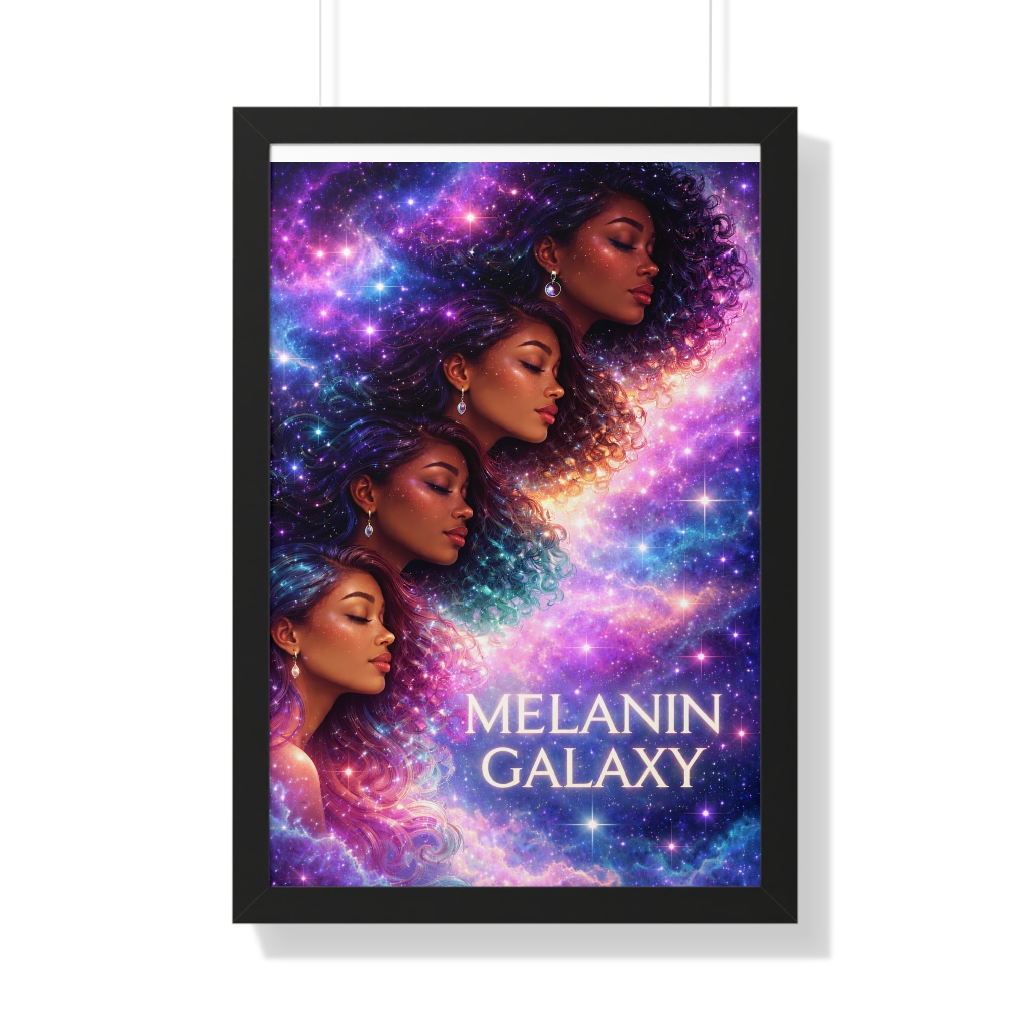 Afrocentric Melanin Galaxy Framed Poster — Cosmic Black Woman Wall Art Decor Printify