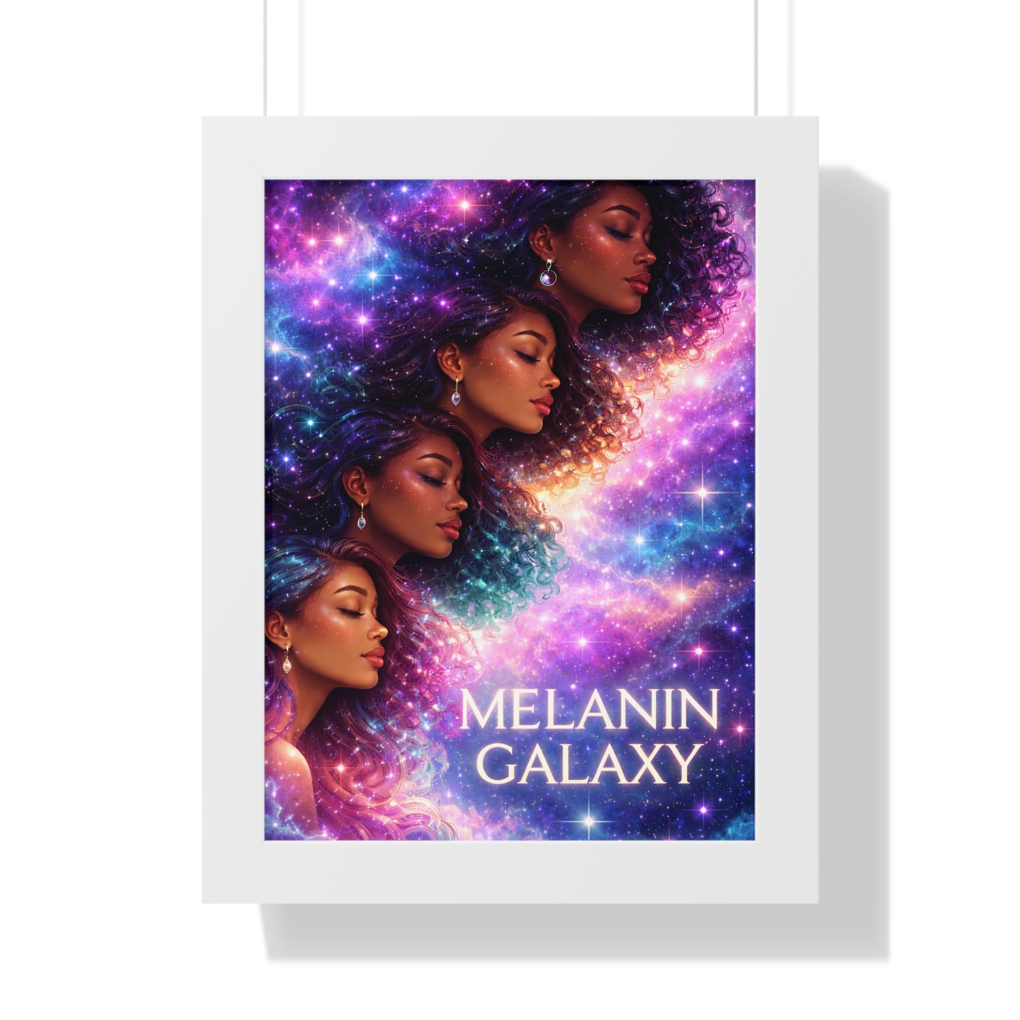 Afrocentric Melanin Galaxy Framed Poster — Cosmic Black Woman Wall Art Decor Printify