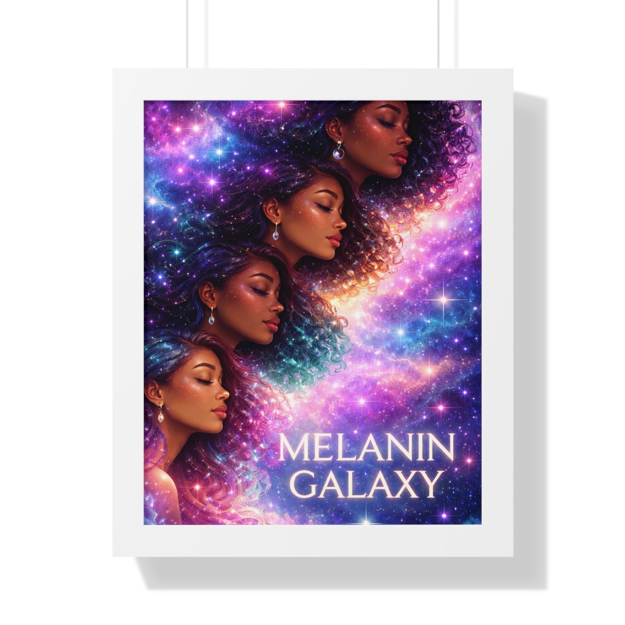 Afrocentric Melanin Galaxy Framed Poster — Cosmic Black Woman Wall Art Decor Printify