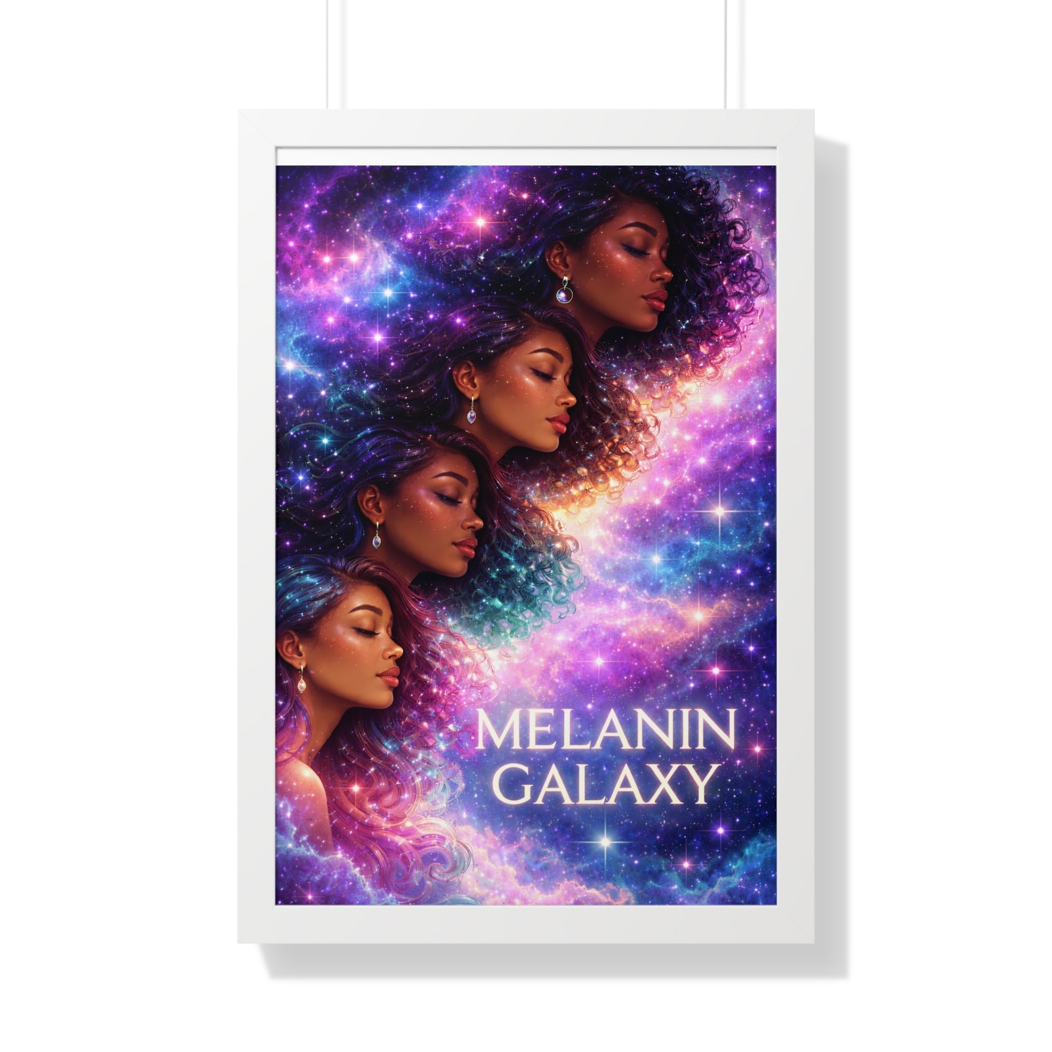 Afrocentric Melanin Galaxy Framed Poster — Cosmic Black Woman Wall Art Decor Printify