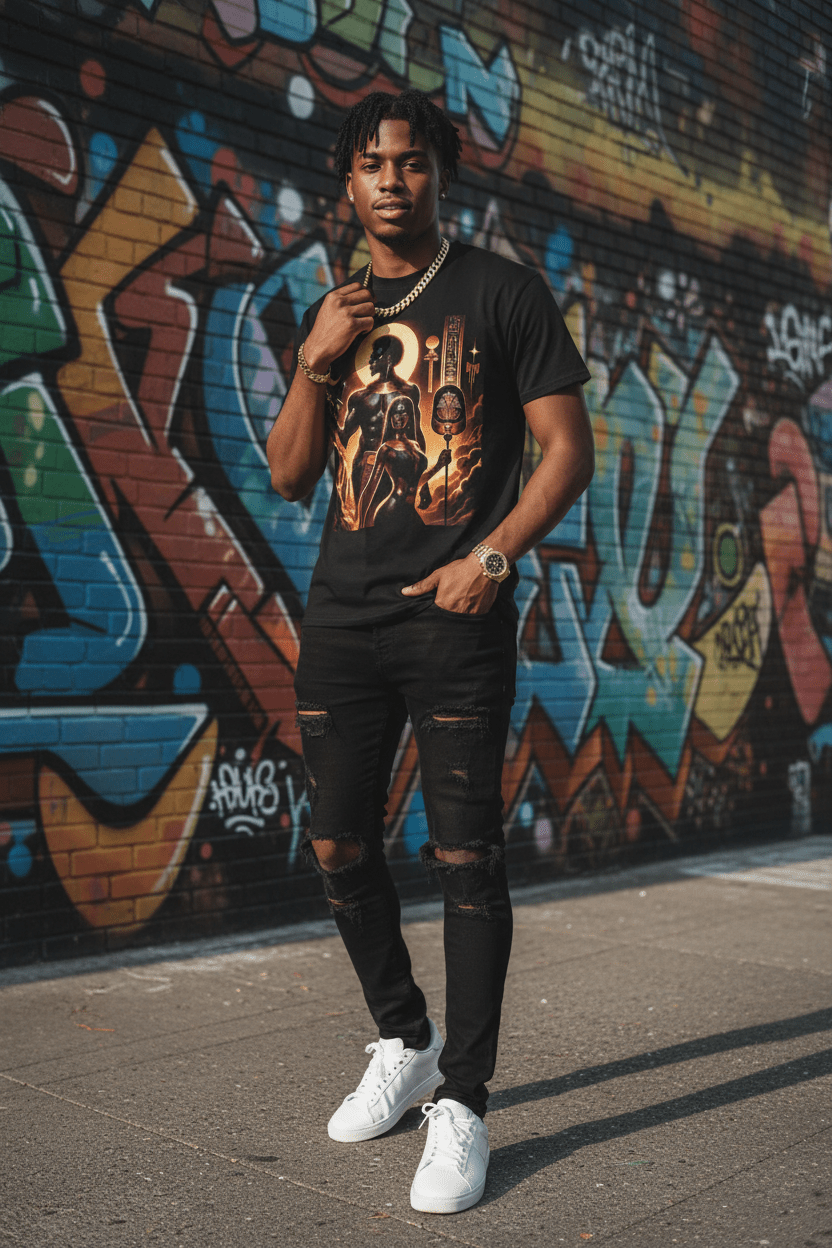 Ripped jeans graffiti