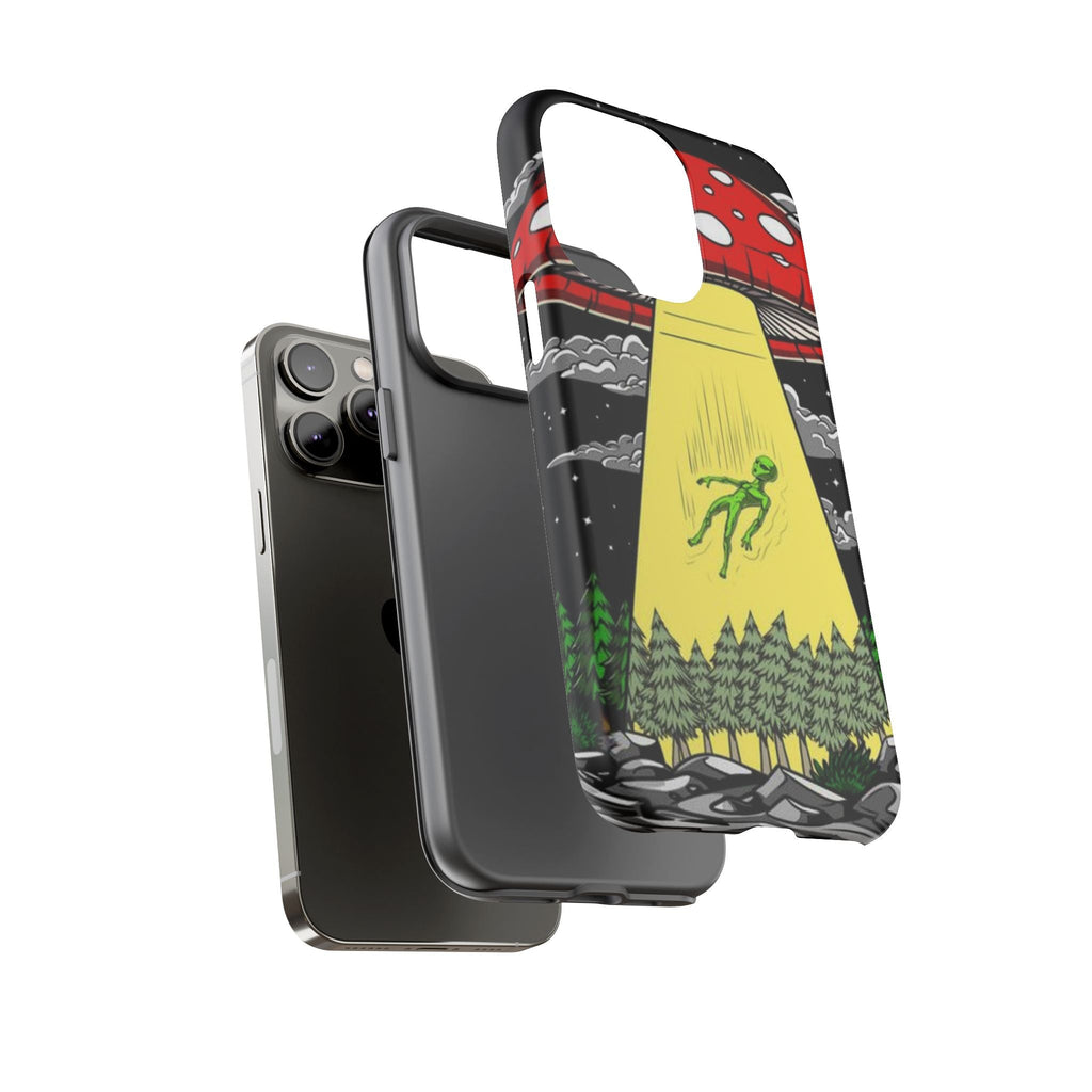 Alien Abduction Phone Case — Retro UFO Mushroom Beam Design Printify