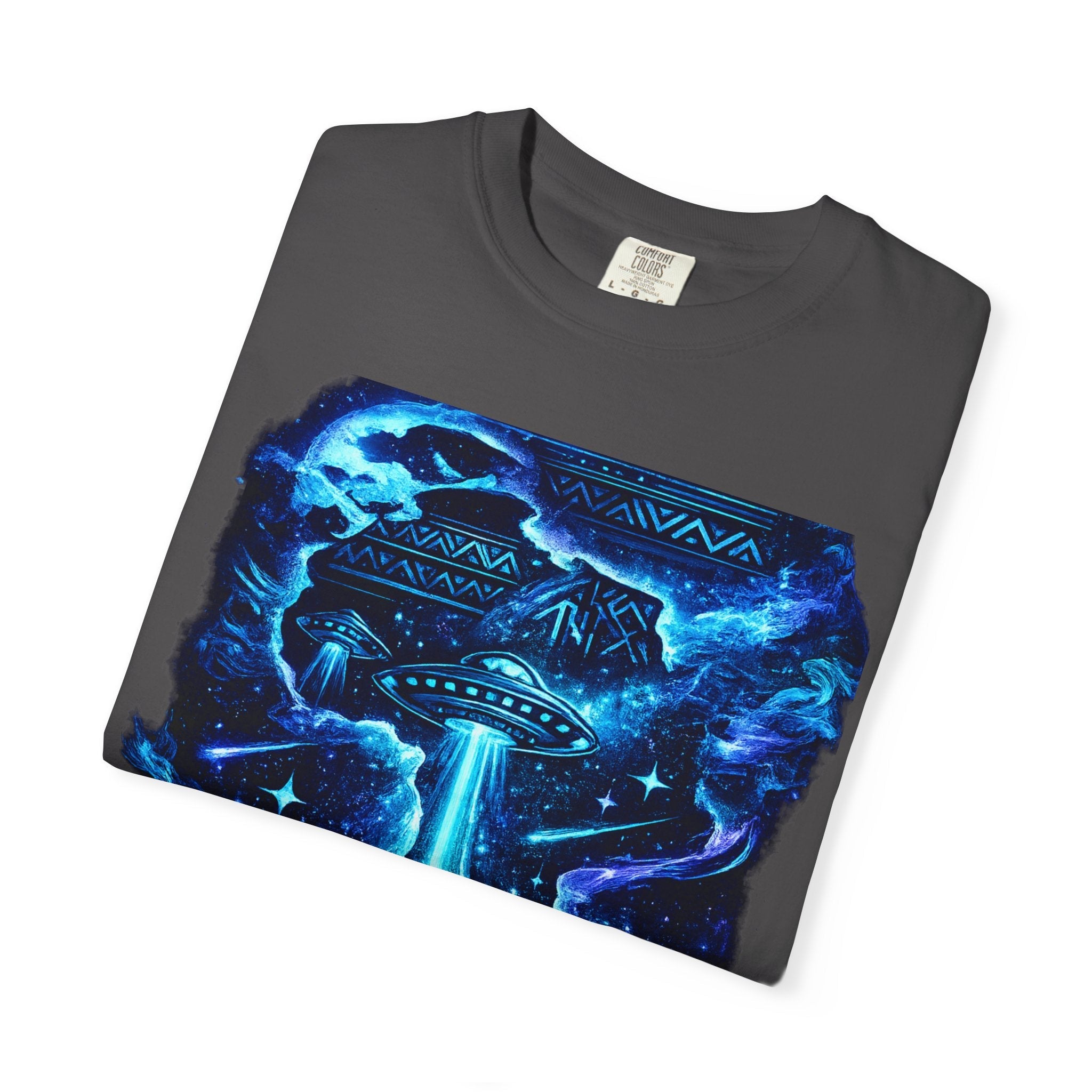 Alien Abduction T-Shirt — Neon UFO Graphic Tee Printify