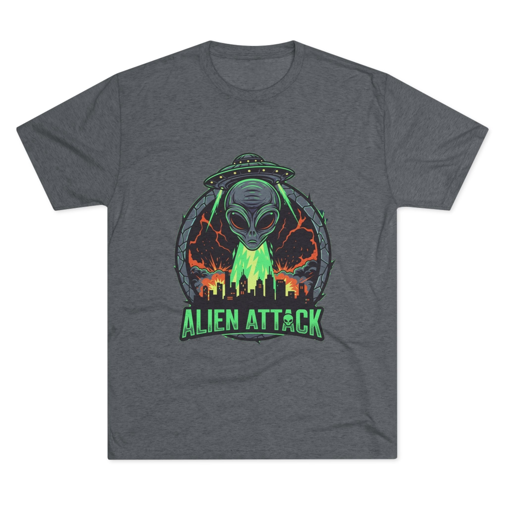 Alien Attack Unisex Tri-Blend Tee - Fun Graphic Tee for Sci-Fi Lovers Printify