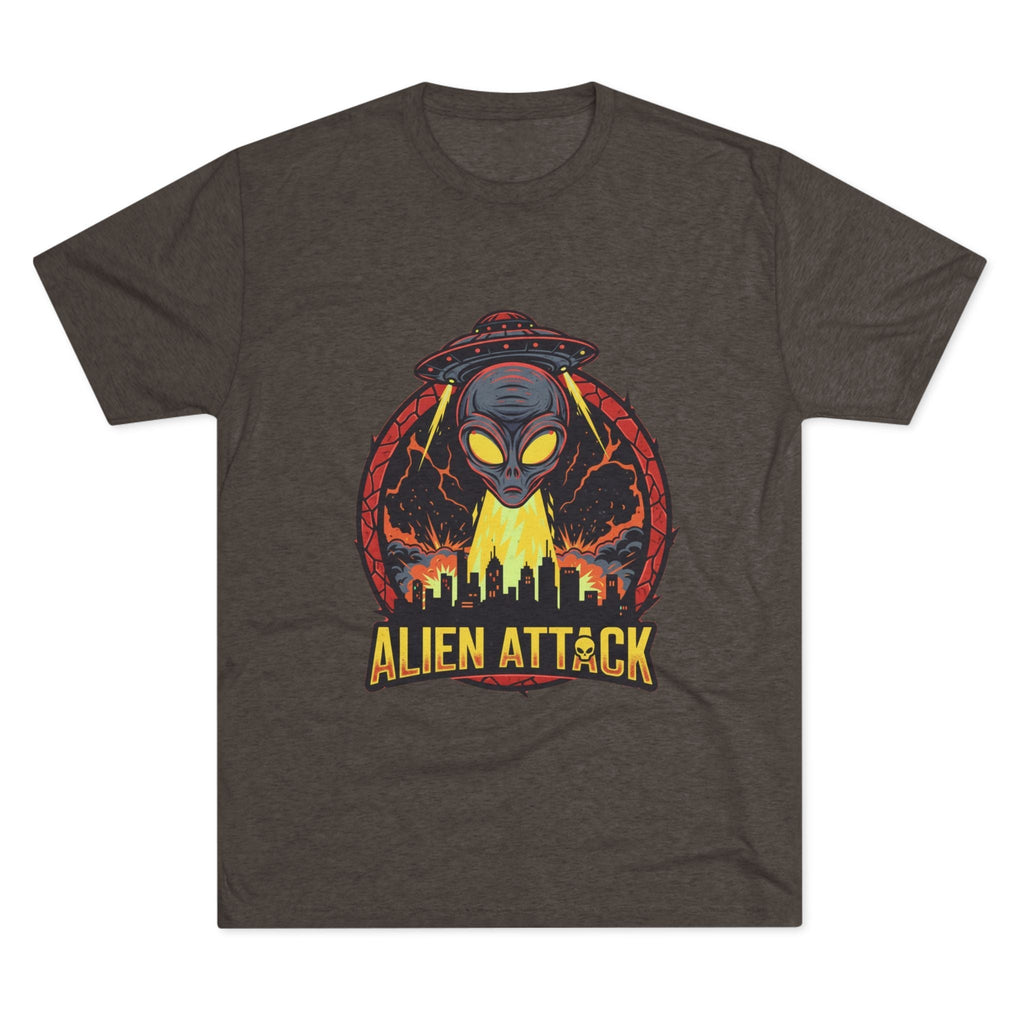 Alien Attack Tri-Blend Crew Tee - Unisex Graphic T-Shirt for Sci-Fi Fans Printify