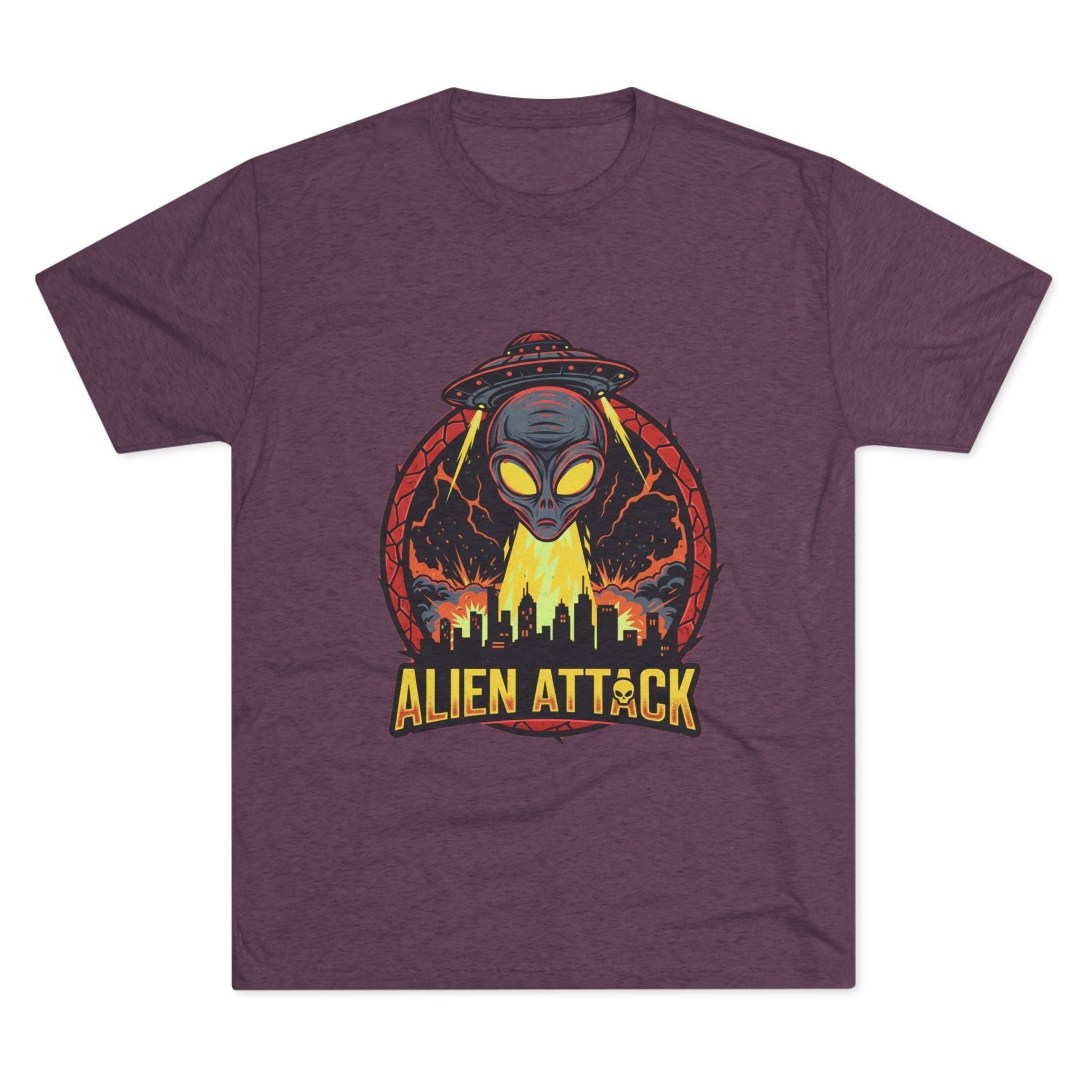 Alien Attack Tri-Blend Crew Tee - Unisex Graphic T-Shirt for Sci-Fi Fans Printify