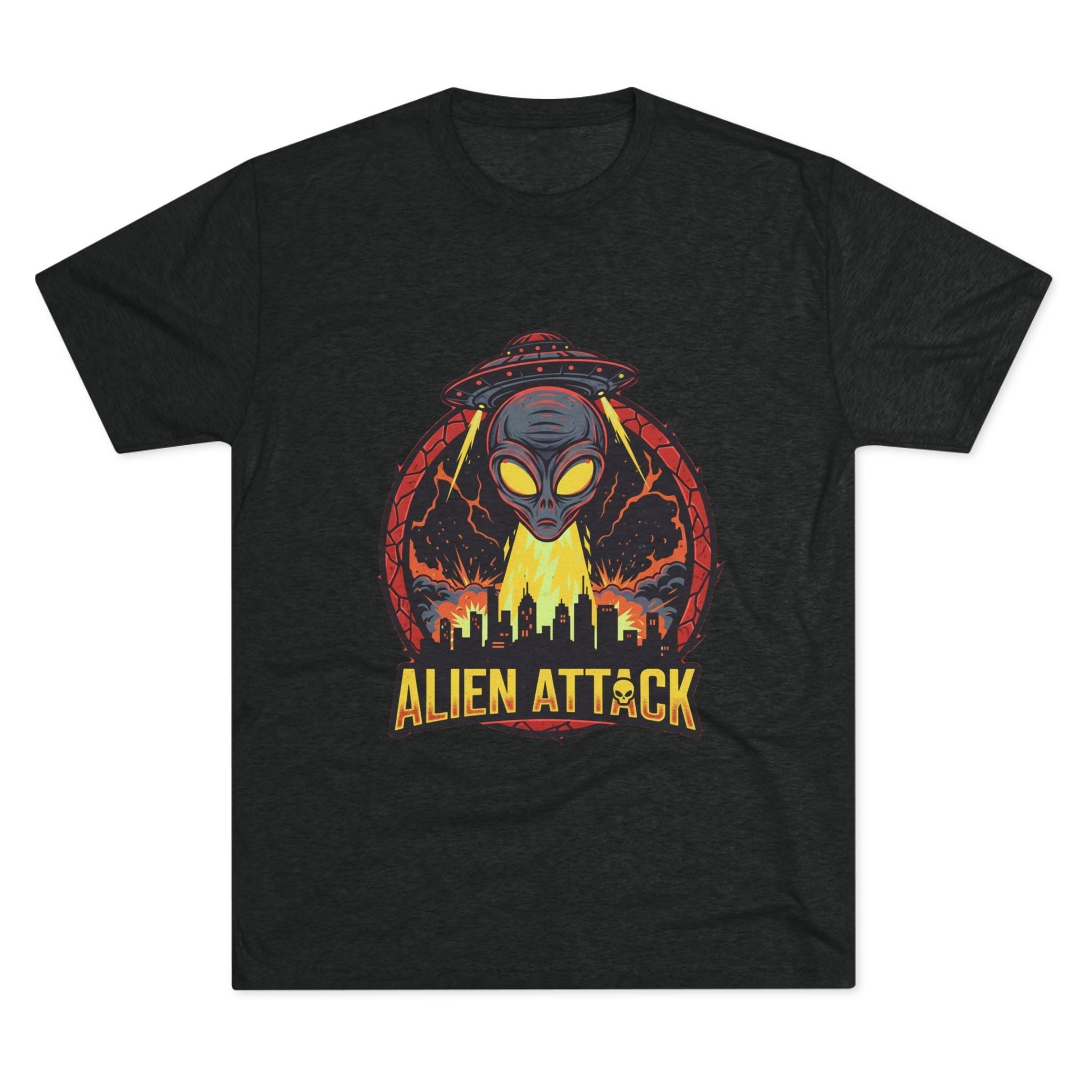 Alien Attack Tri-Blend Crew Tee - Unisex Graphic T-Shirt for Sci-Fi Fans Printify