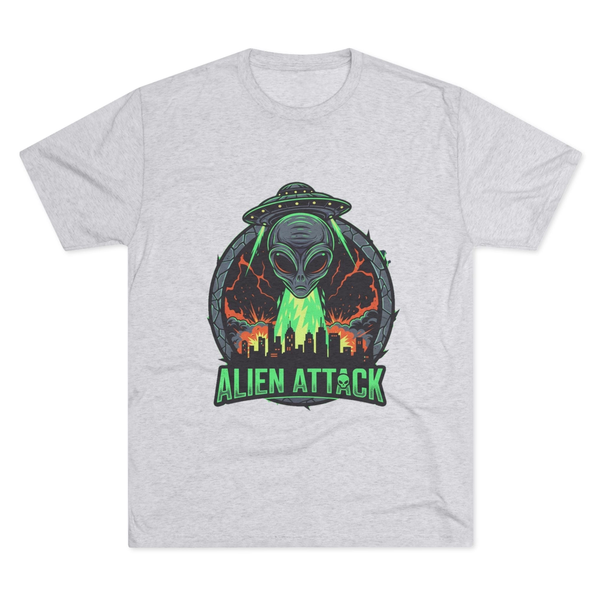 Alien Attack Unisex Tri-Blend Tee - Fun Graphic Tee for Sci-Fi Lovers Printify