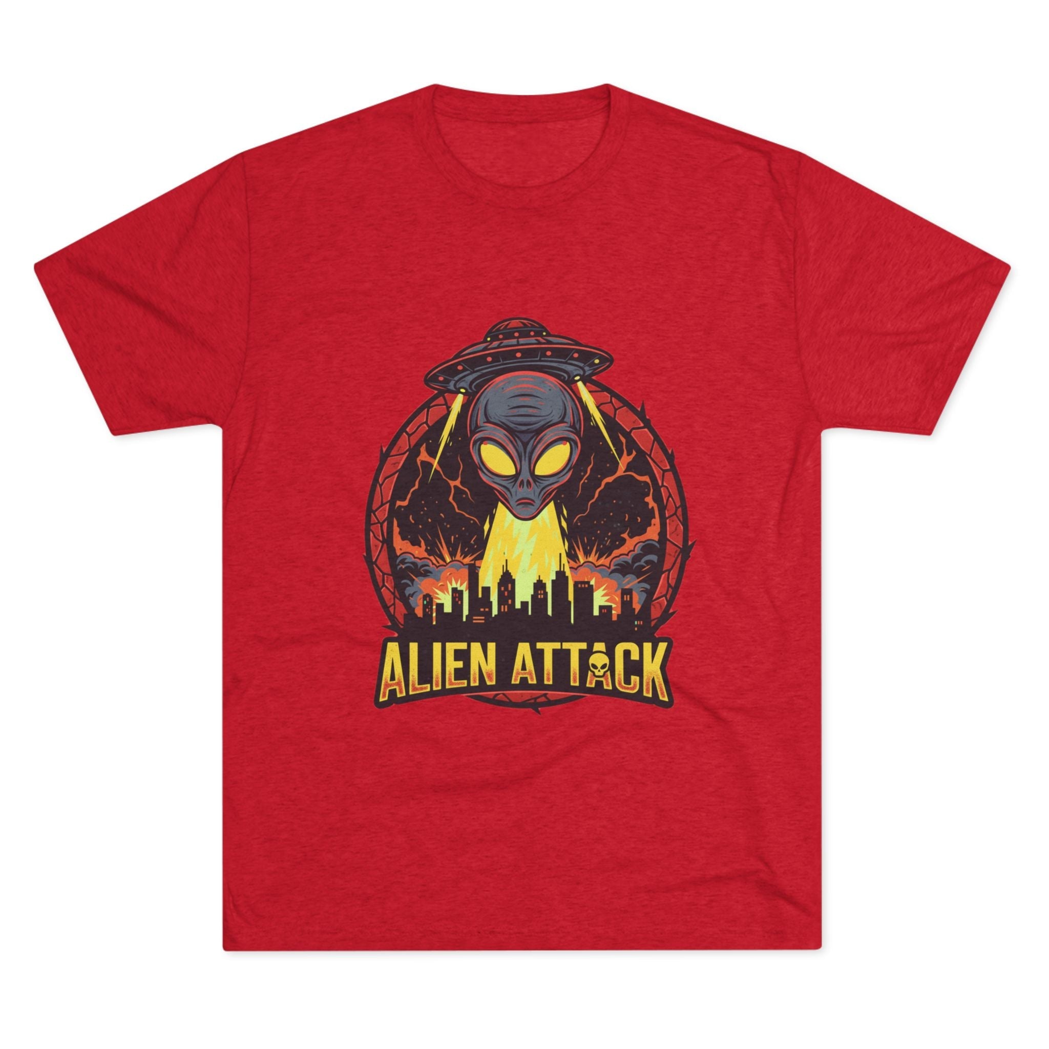Alien Attack Tri-Blend Crew Tee - Unisex Graphic T-Shirt for Sci-Fi Fans Printify
