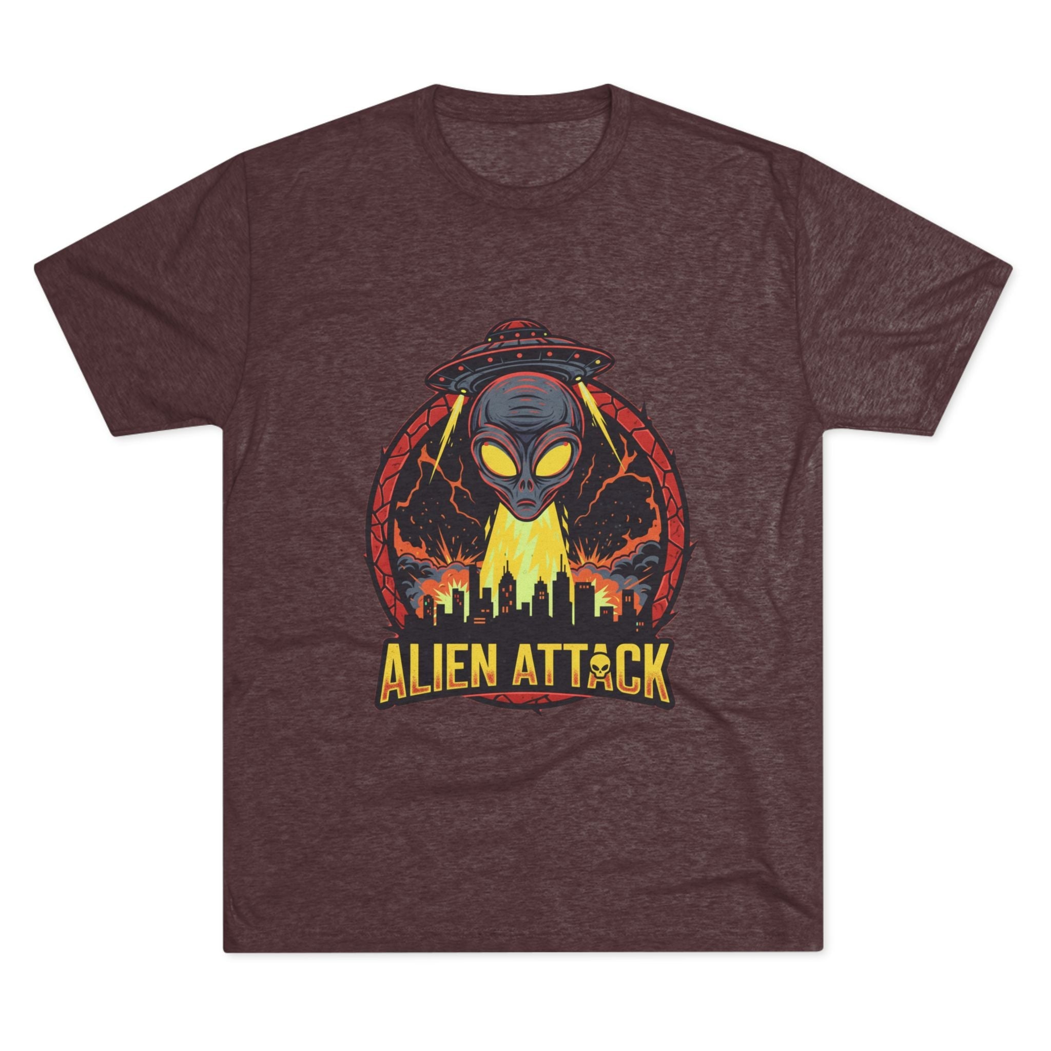 Alien Attack Tri-Blend Crew Tee - Unisex Graphic T-Shirt for Sci-Fi Fans Printify