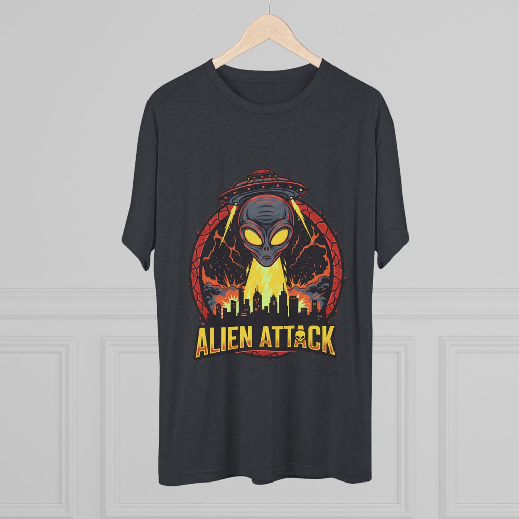 Alien Attack Tri-Blend Crew Tee - Unisex Graphic T-Shirt for Sci-Fi Fans Printify