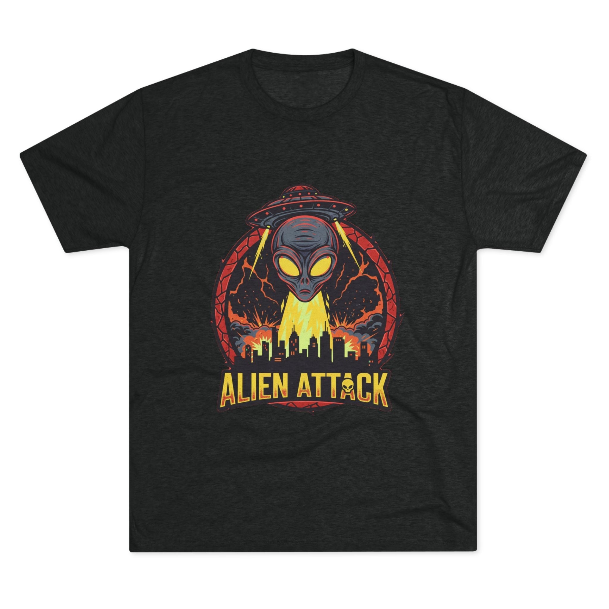 Alien Attack Tri-Blend Crew Tee - Unisex Graphic T-Shirt for Sci-Fi Fans Printify