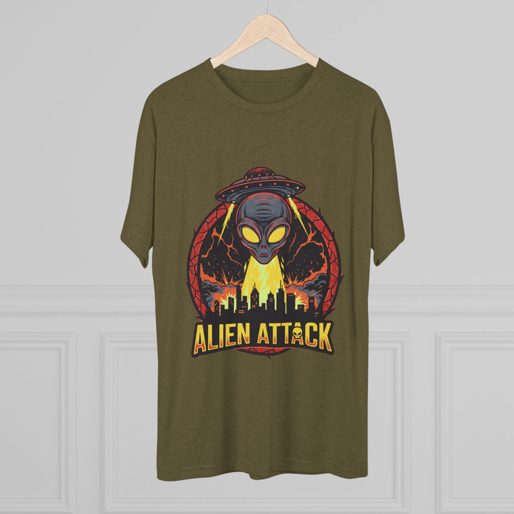 Alien Attack Tri-Blend Crew Tee - Unisex Graphic T-Shirt for Sci-Fi Fans Printify