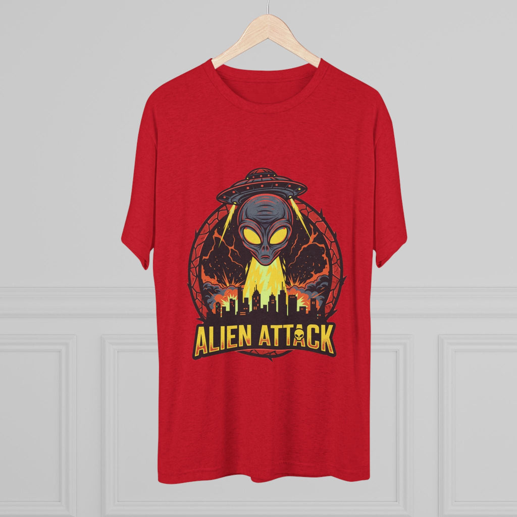 Alien Attack Tri-Blend Crew Tee - Unisex Graphic T-Shirt for Sci-Fi Fans Printify